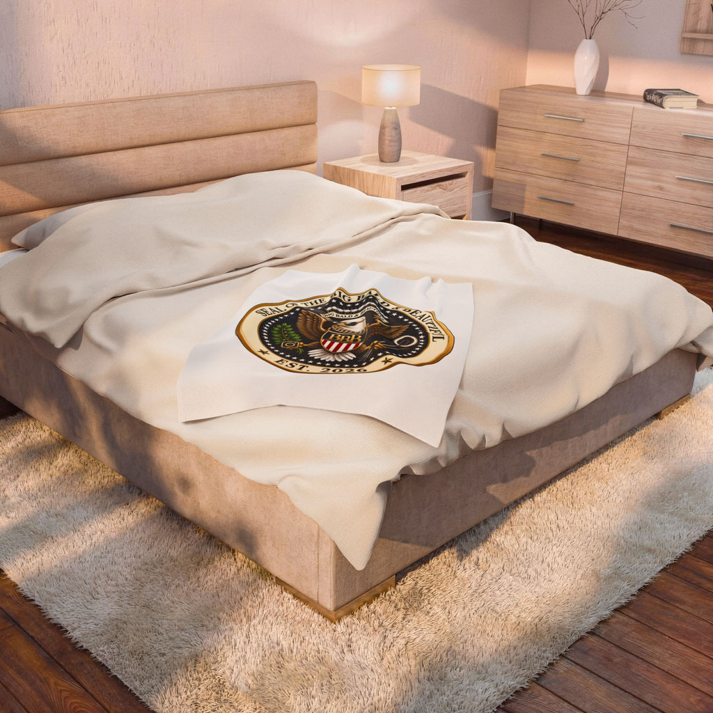 Seal of the Big Bald & Beautiful™ Velveteen Plush Blanket | Premium Cozy Throw for Bald Legends