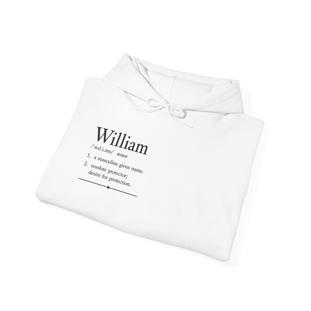 William Personalised Name Hoodie | Minimalist Dictionary Style | Name Meaning | Germanic Name Origin | Custom Gift | History Inspired Apparel