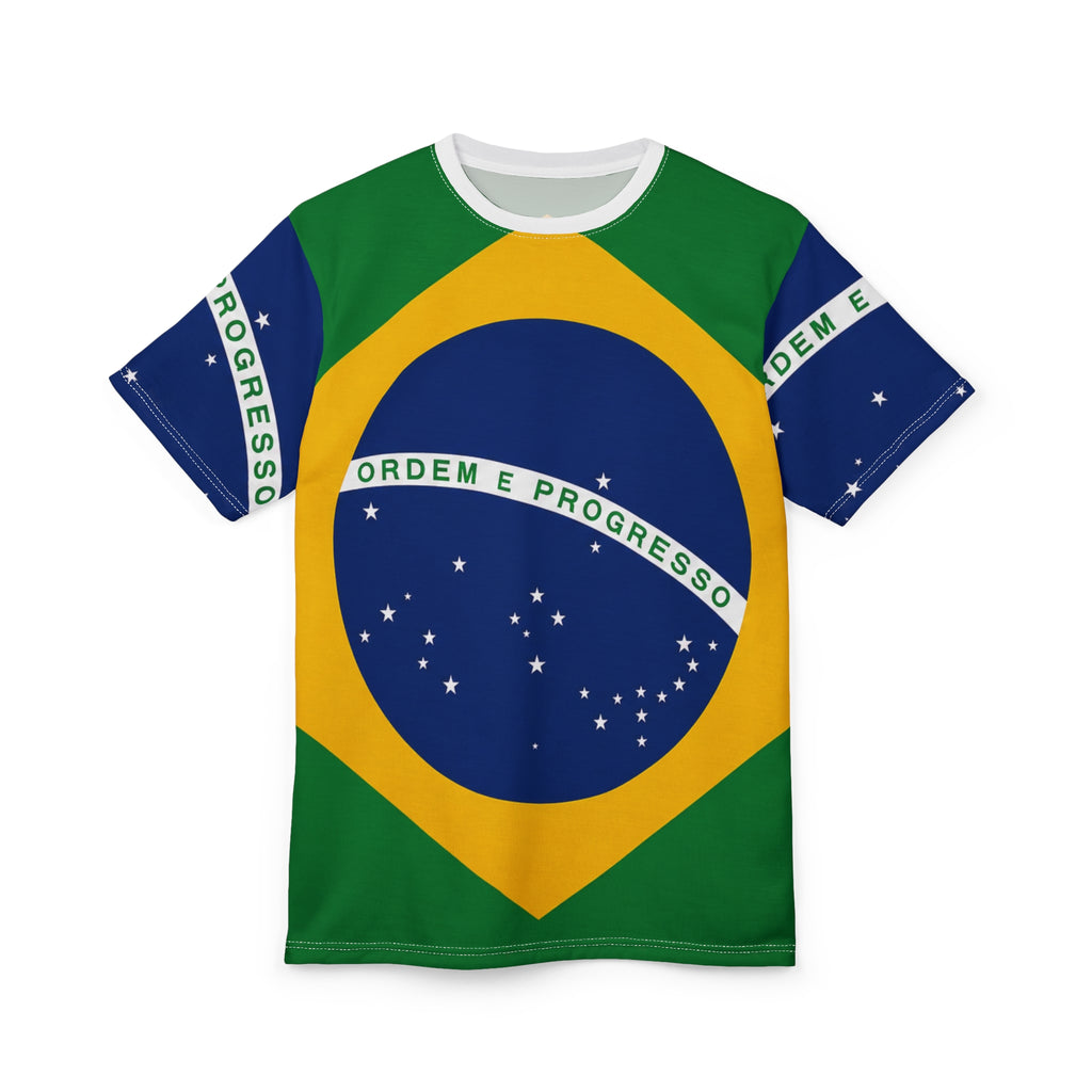 Brazil Flag T-Shirt — Ordem e Progresso All-Over Print Tee