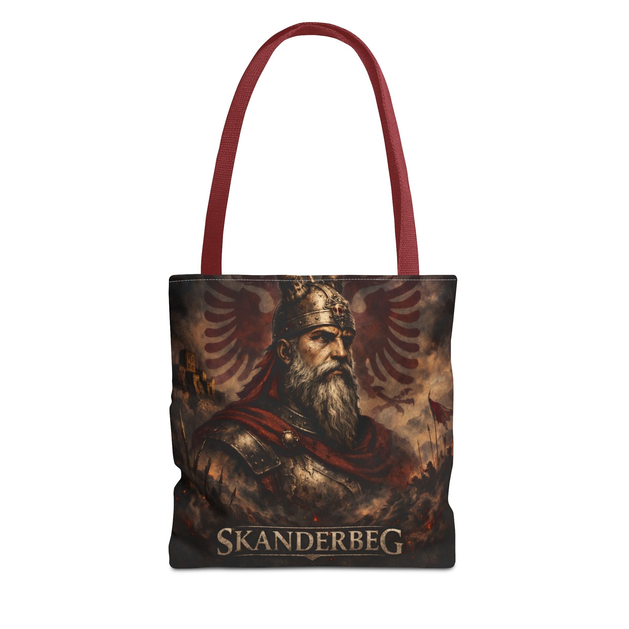 Skanderbeg Historical Portrait Tote Bag – Albanian Hero Armor Design