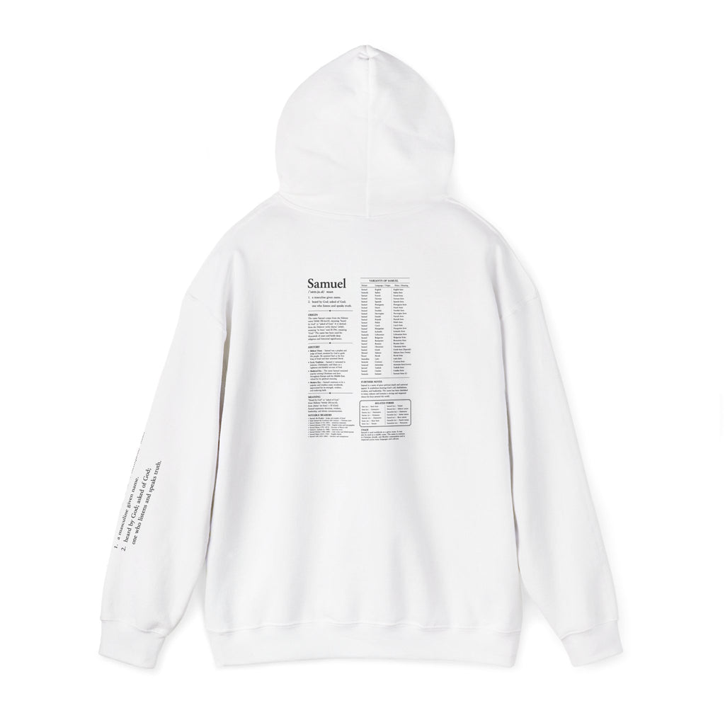 Samuel Personalized Name Hoodie | Minimalist Dictionary Style | Biblical Name Meaning | Hebrew Name Origin | Christian Gift | Custom Name Apparel