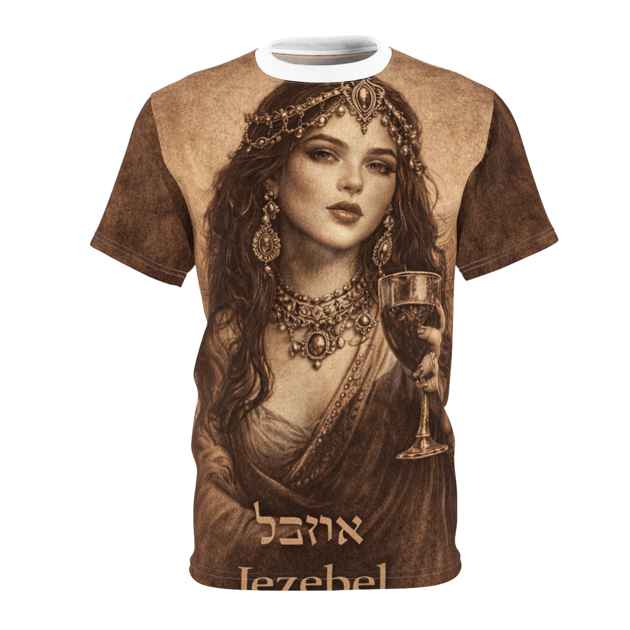 Jezebel Portrait Tee — Vintage Sepia Goddess Graphic Shirt