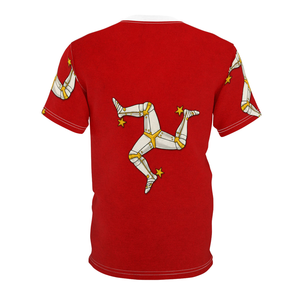 Isle of Man Triskelion Tee — Red Celtic Three Legs Design