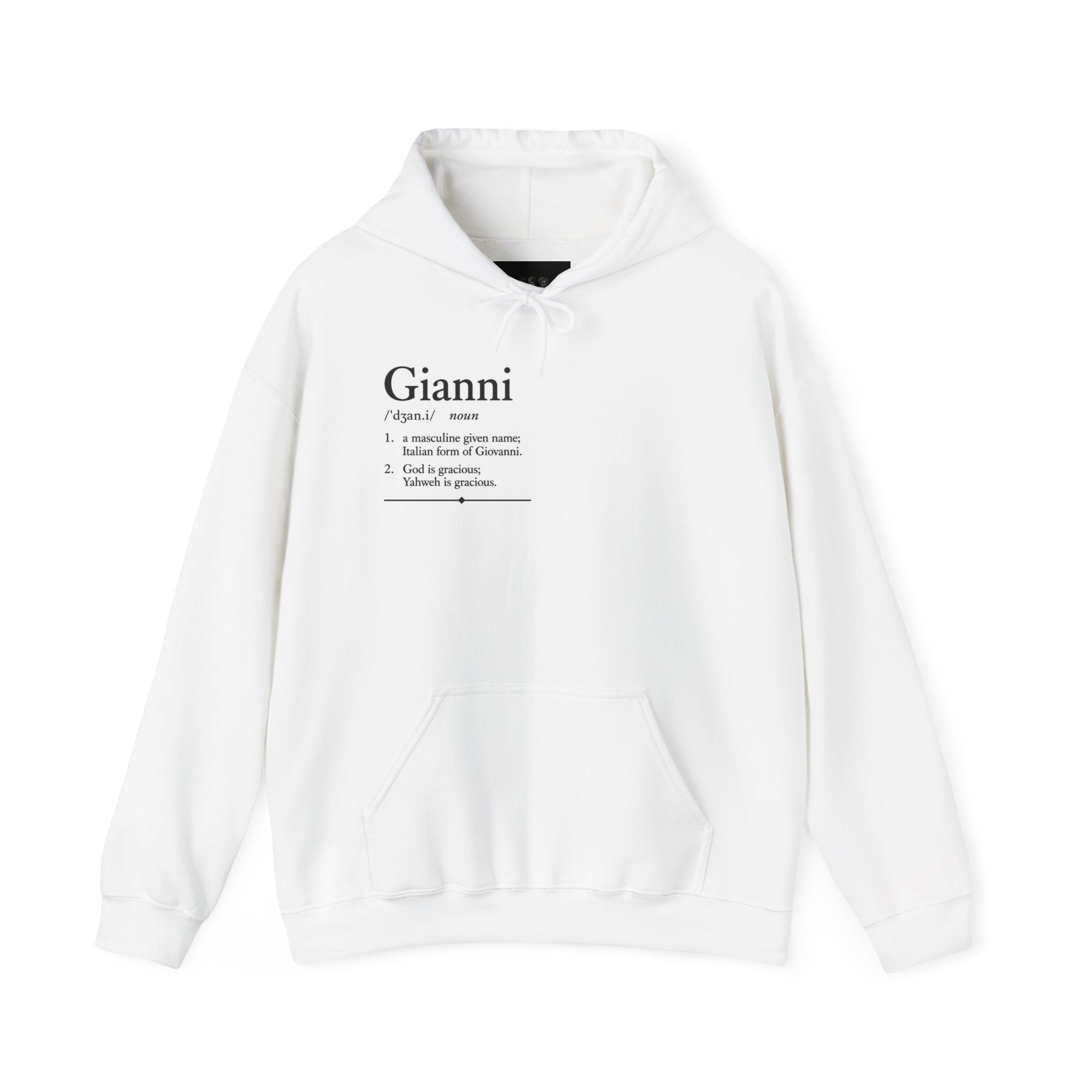 Gianni Personalised Name Hoodie | Minimalist Dictionary Style | Italian Name Meaning | Giovanni Origin | Custom Gift | History Inspired Apparel