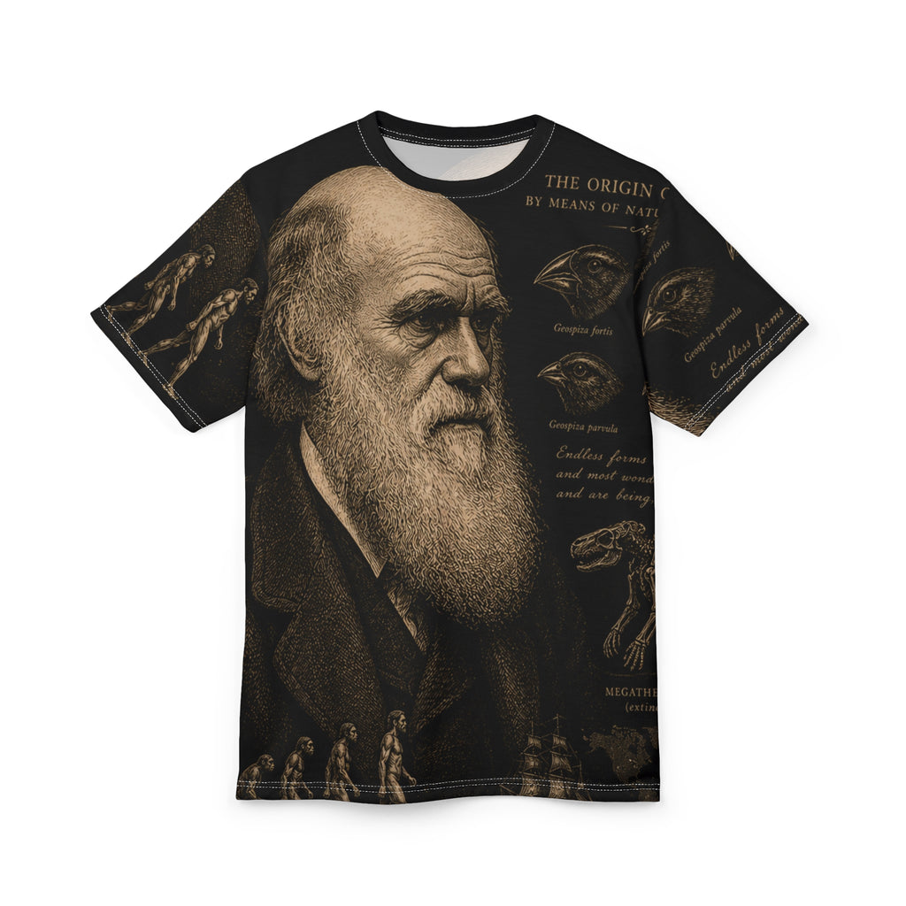 Charles Darwin Portrait Tee – "The Origin of Species" Vintage Science Graphic T-Shirt