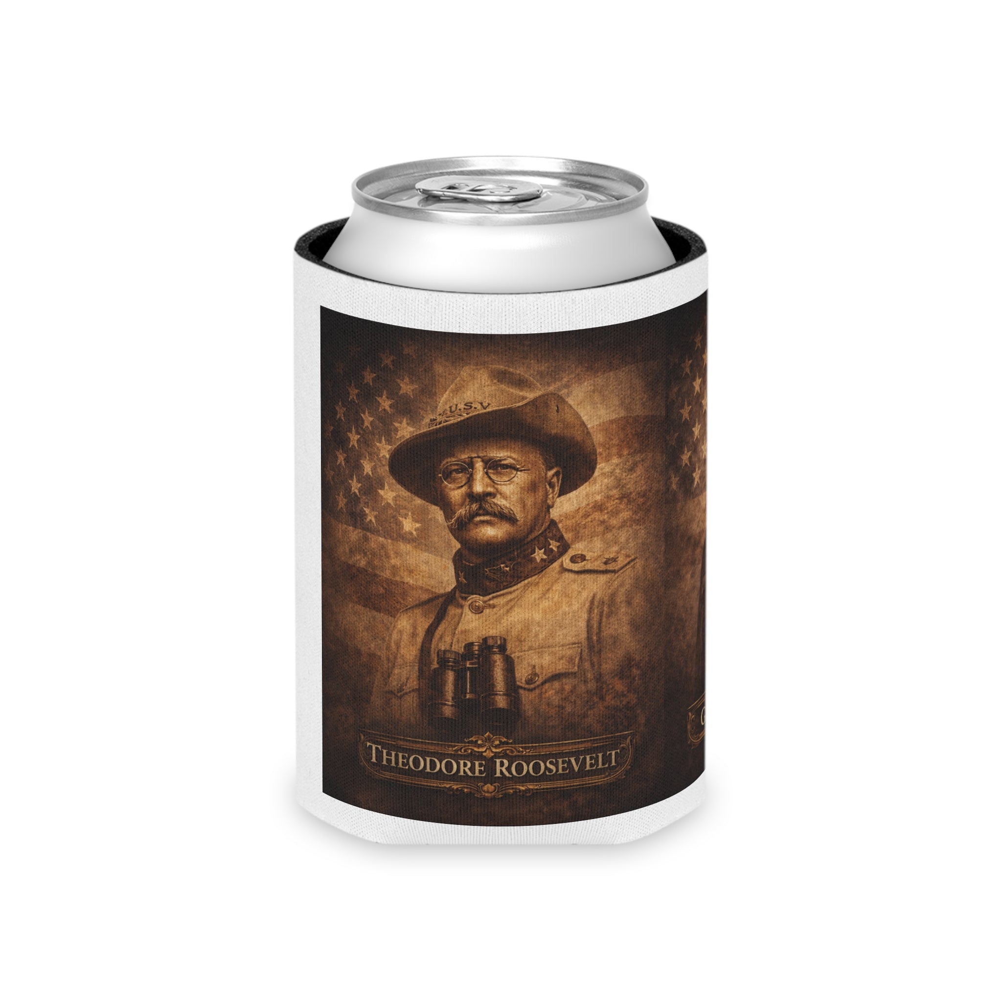 Theodore Roosevelt Vintage Portrait Can Cooler Rough Rider Edition