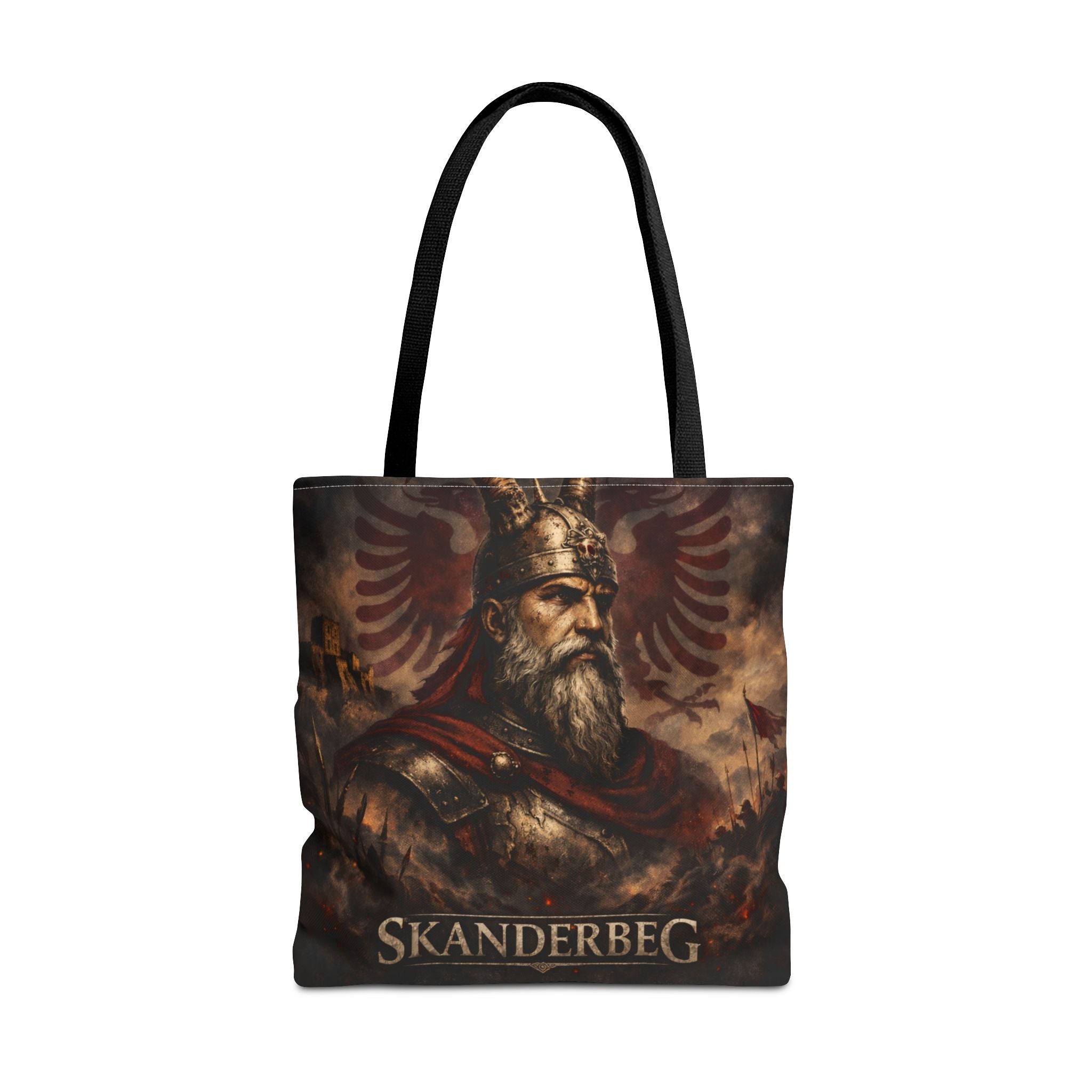 Skanderbeg Historical Portrait Tote Bag – Albanian Hero Armor Design