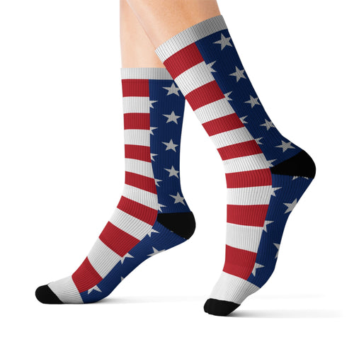 American Flag Sublimation Socks — Patriotic Stars & Stripes Crew Socks for 4th of July