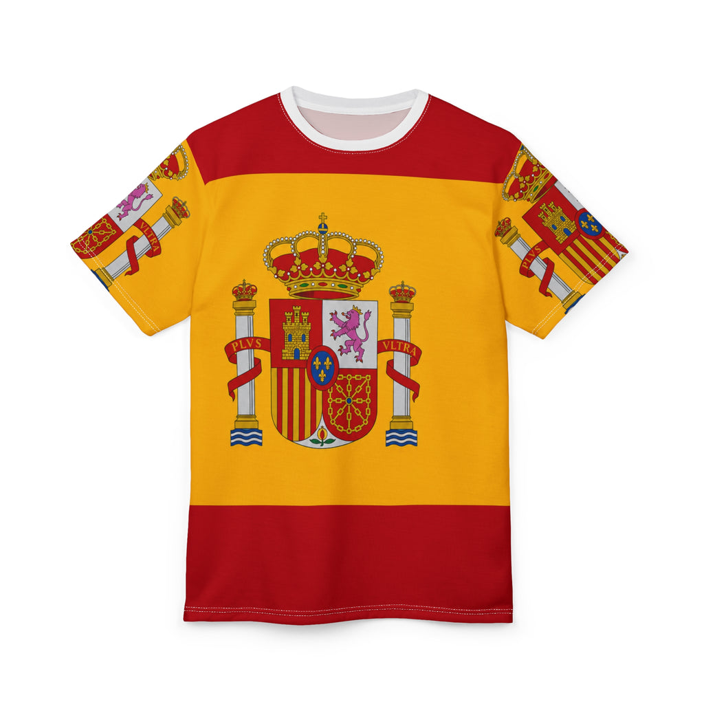 Spain Flag Crest Tee — Spanish Coat of Arms All-Over Print Shirt
