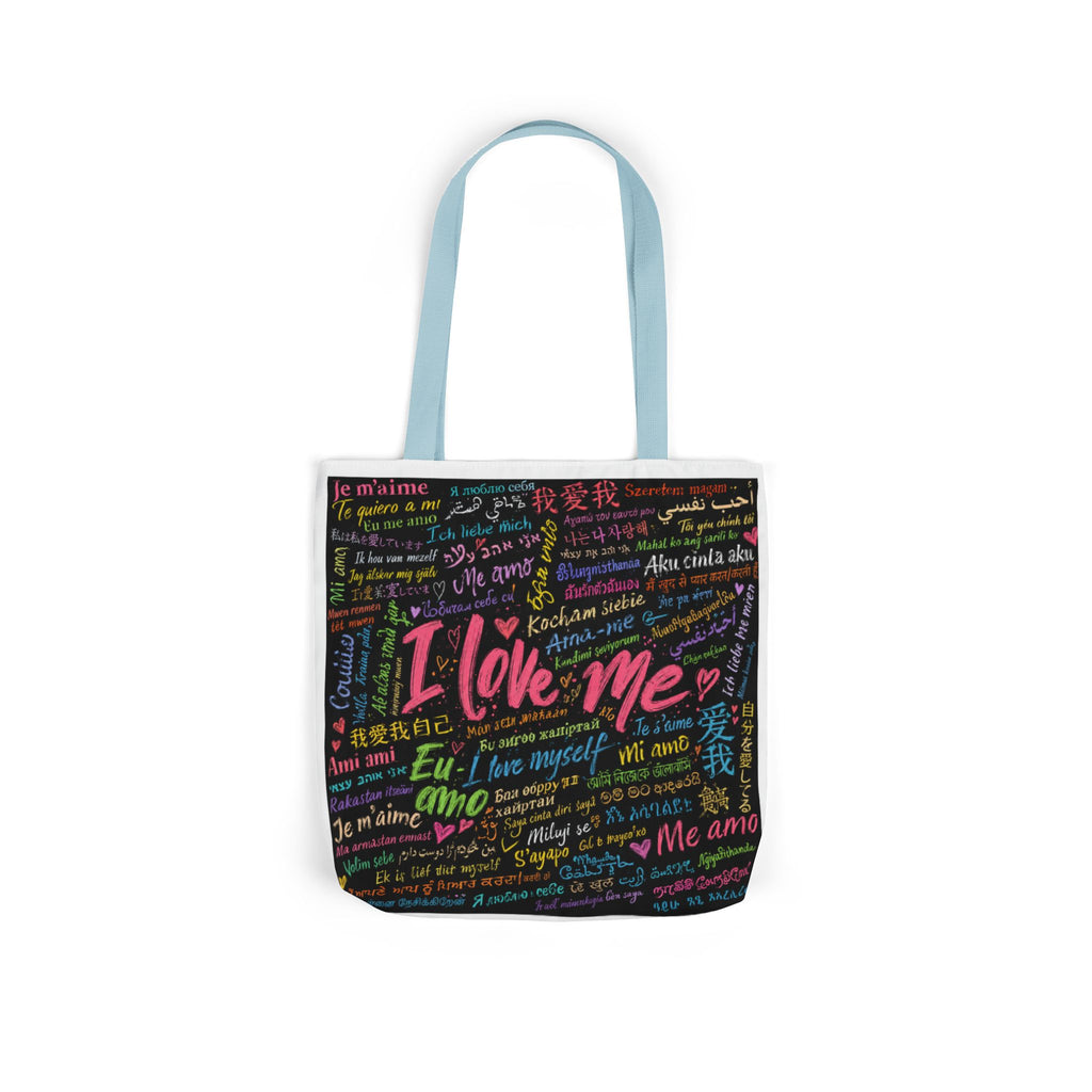 Tote Bag — "I Love Me" Multilingual Self-Love Canvas Tote
