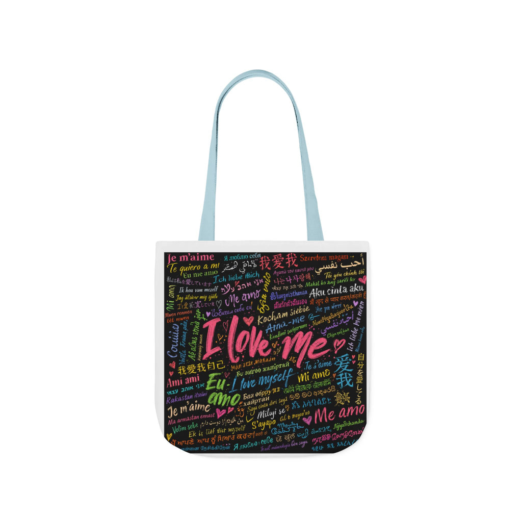 Tote Bag — "I Love Me" Multilingual Self-Love Canvas Tote