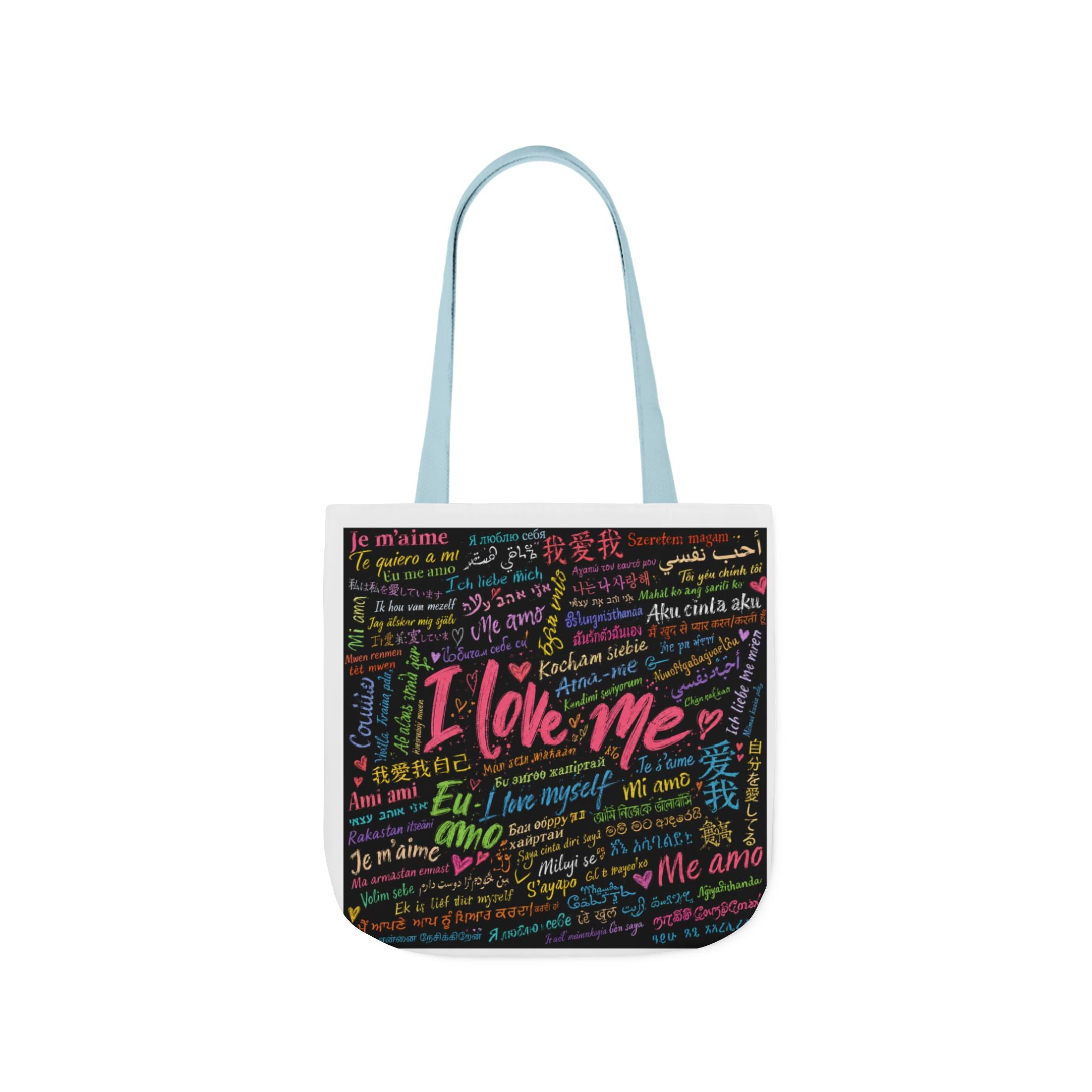 Tote Bag — "I Love Me" Multilingual Self-Love Canvas Tote