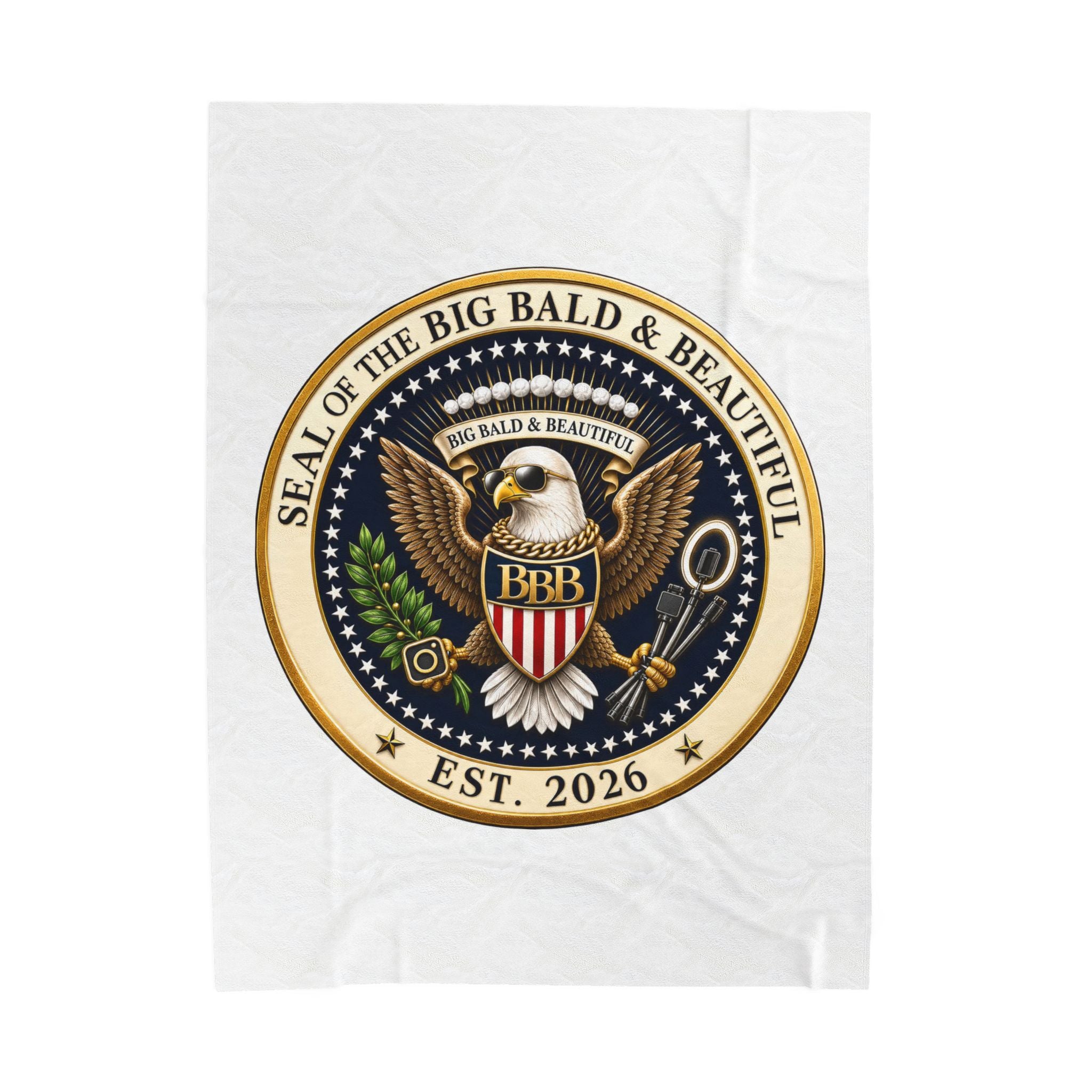 Seal of the Big Bald & Beautiful™ Velveteen Plush Blanket | Premium Cozy Throw for Bald Legends