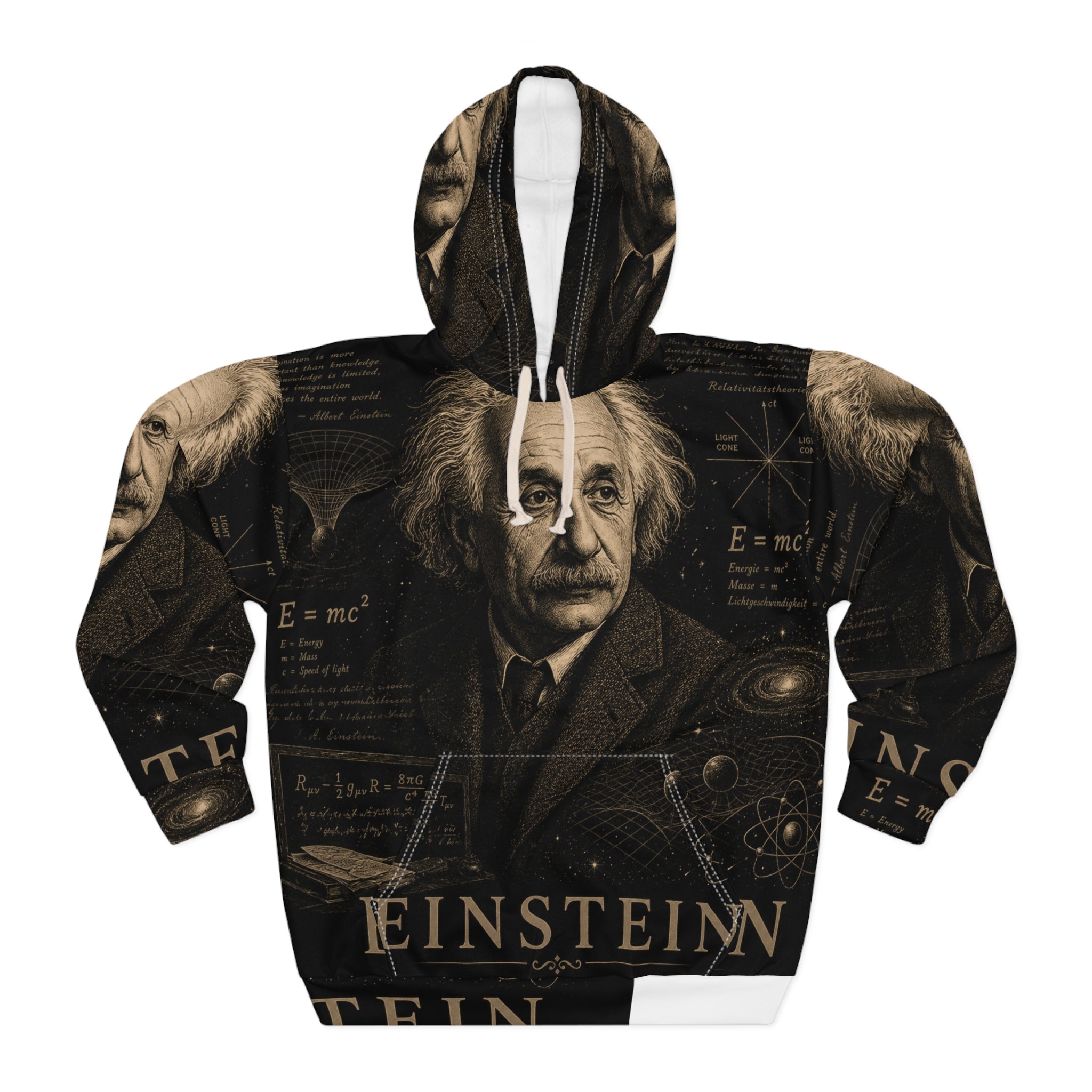 Einstein Portrait Hoodie — Vintage Scientific E=mc Pullover