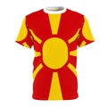 Macedonia Sun Flag T-Shirt — Bold Red & Yellow All-Over Print