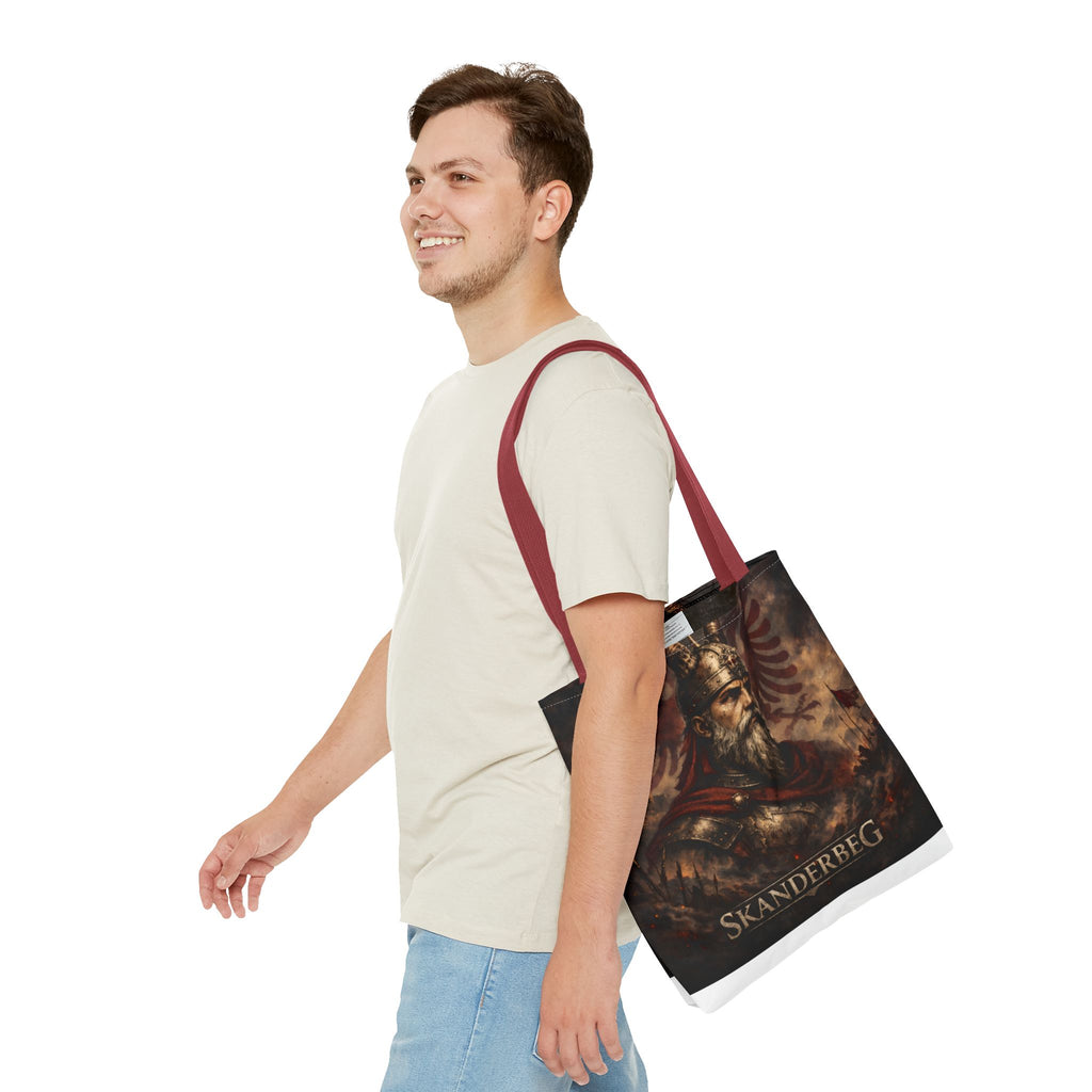 Skanderbeg Historical Portrait Tote Bag – Albanian Hero Armor Design