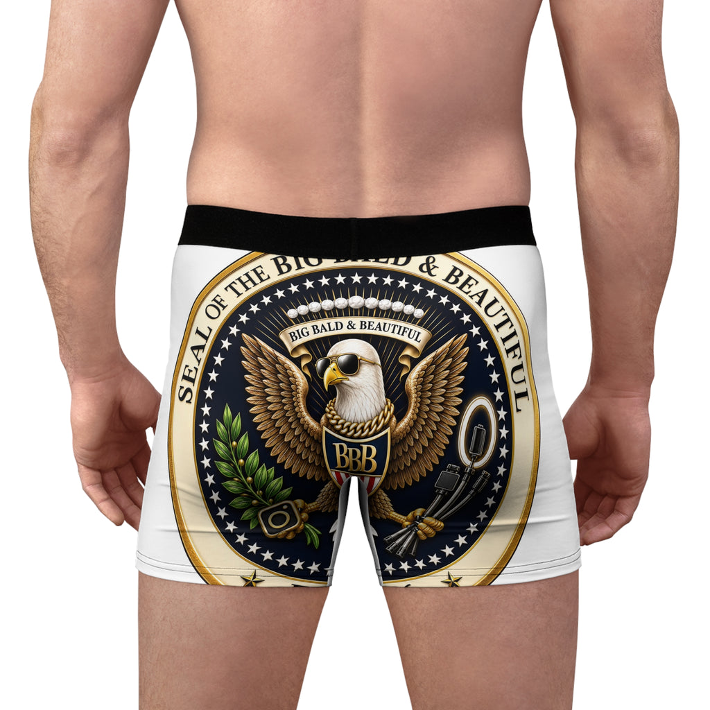 Boxer Briefs — 'Seal of the Big Bald & Beautiful' All-Over Print