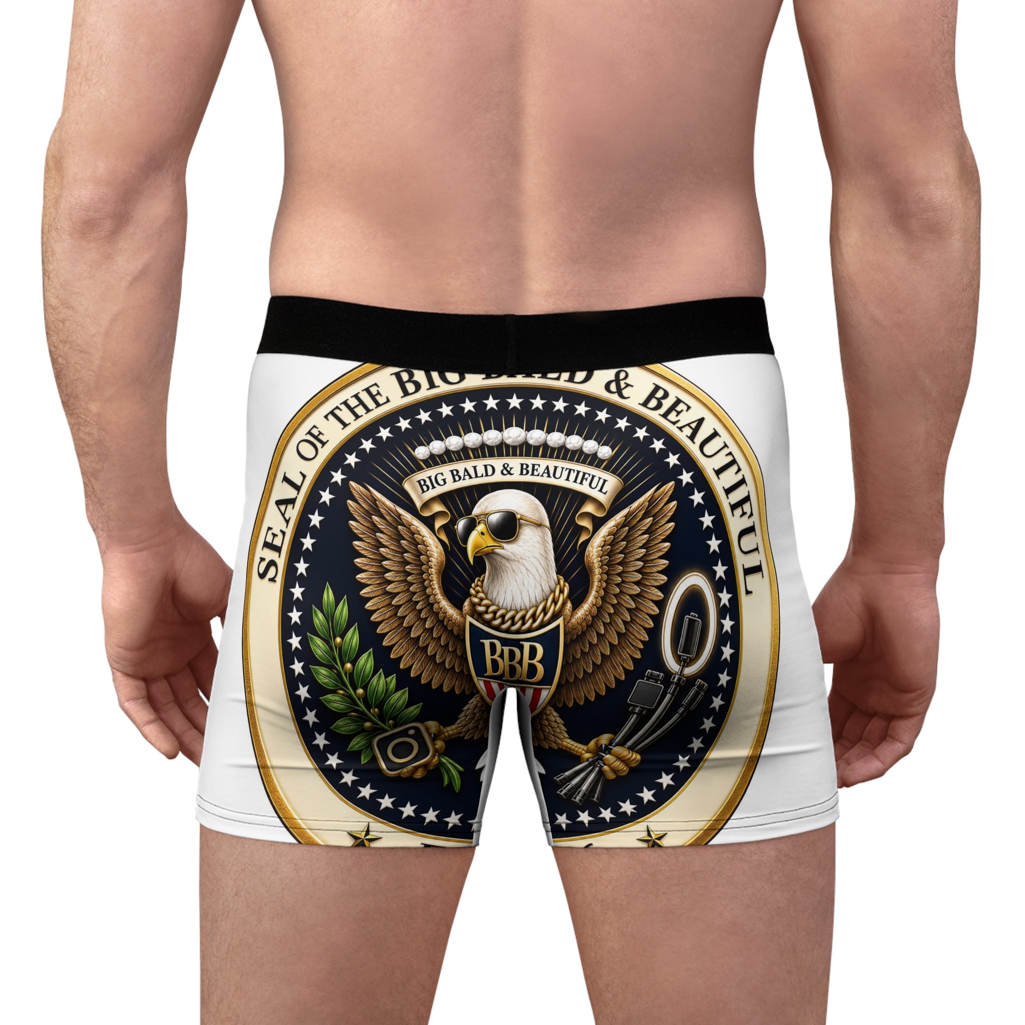 Boxer Briefs — 'Seal of the Big Bald & Beautiful' All-Over Print