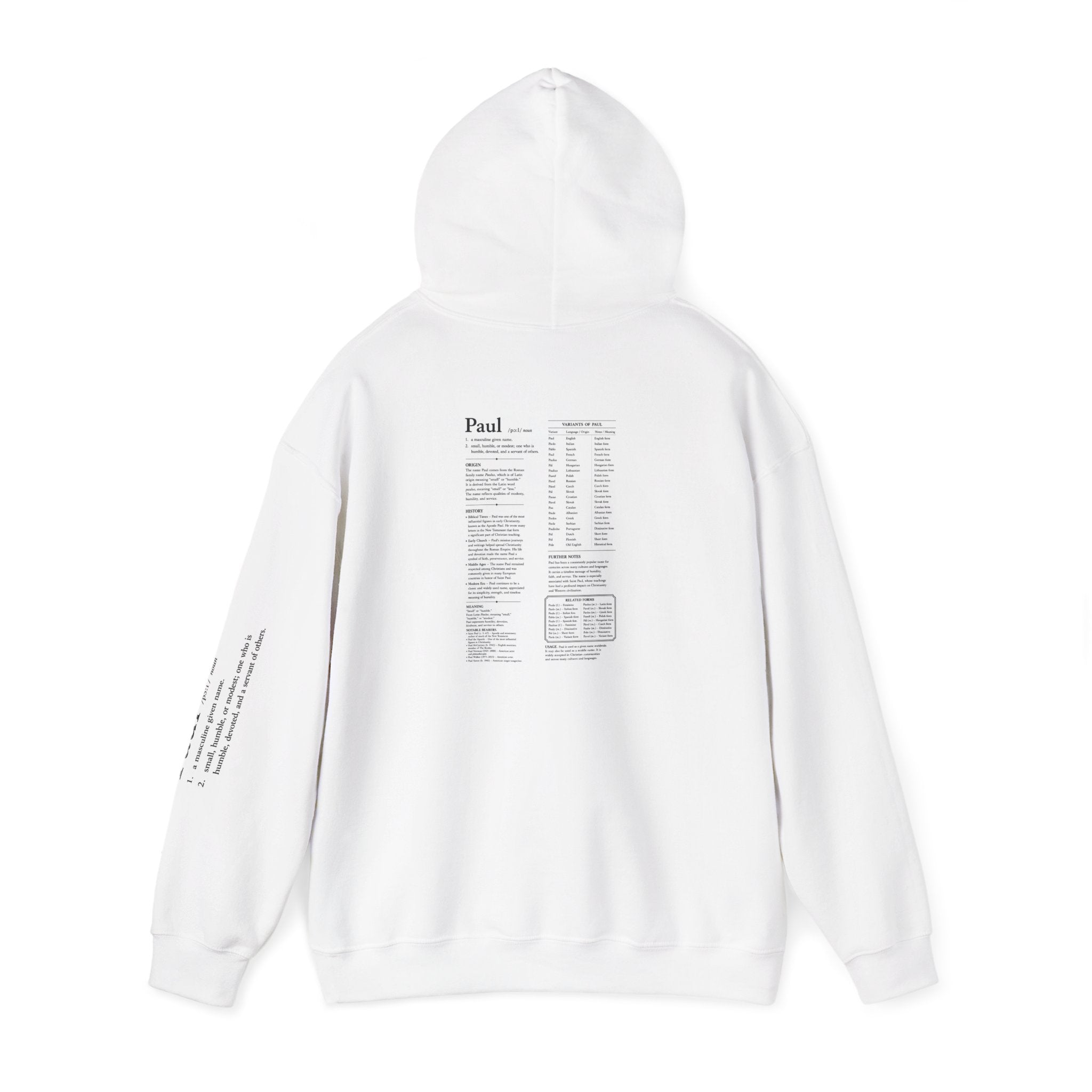 Paul Personalized Name Hoodie | Minimalist Dictionary Style | Biblical Name Meaning | Latin Name Origin | Christian Gift | Custom Name Apparel
