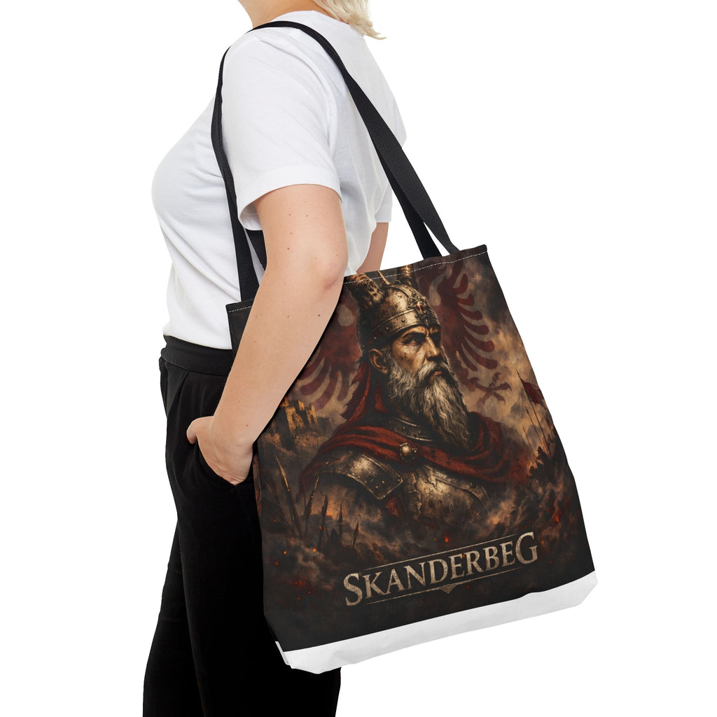 Skanderbeg Historical Portrait Tote Bag – Albanian Hero Armor Design