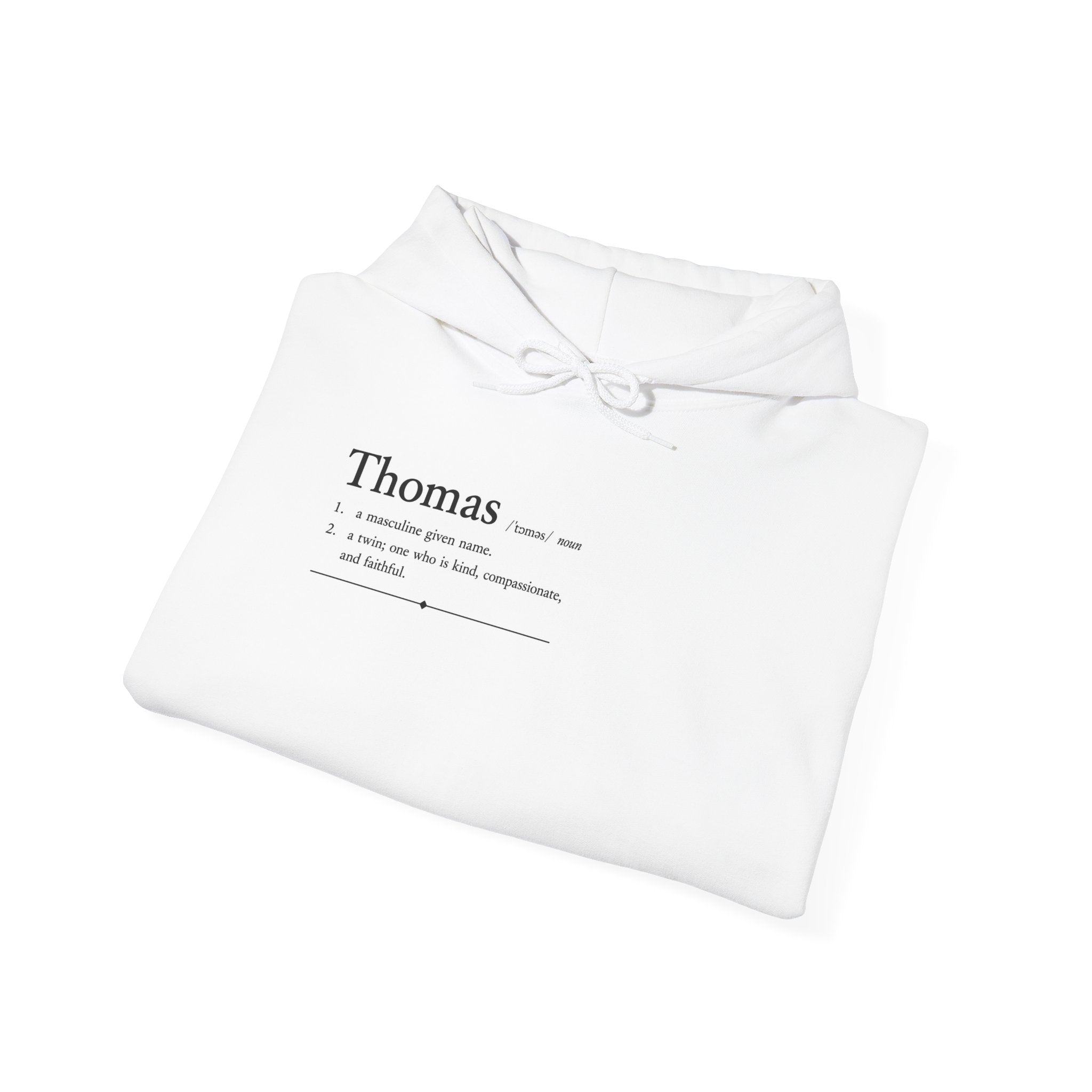Thomas Personalized Name Hoodie | Minimalist Dictionary Style | Biblical Name Meaning | Hebrew Origin | Christian Gift | Custom Name Apparel