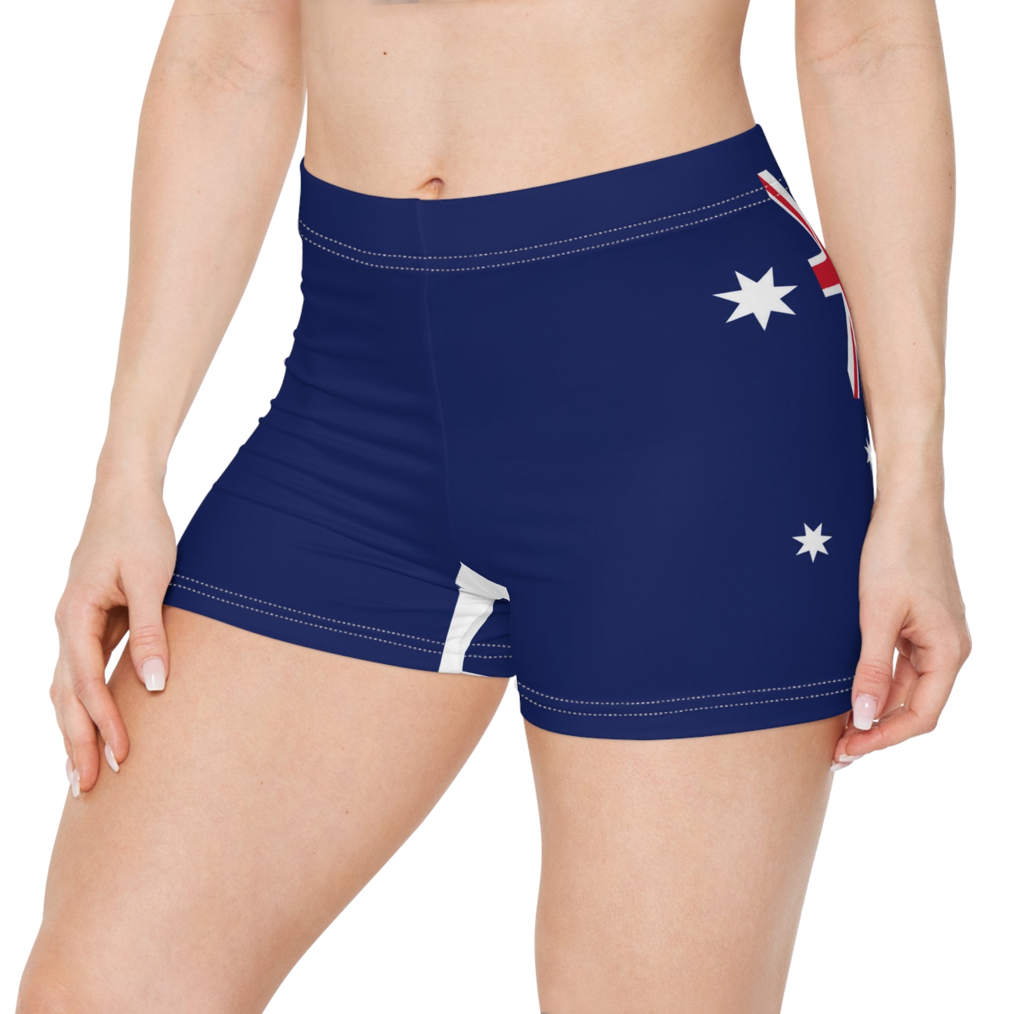 Australia Flag Women's Shorts — All-Over Print Patriotic Swim/Activewear