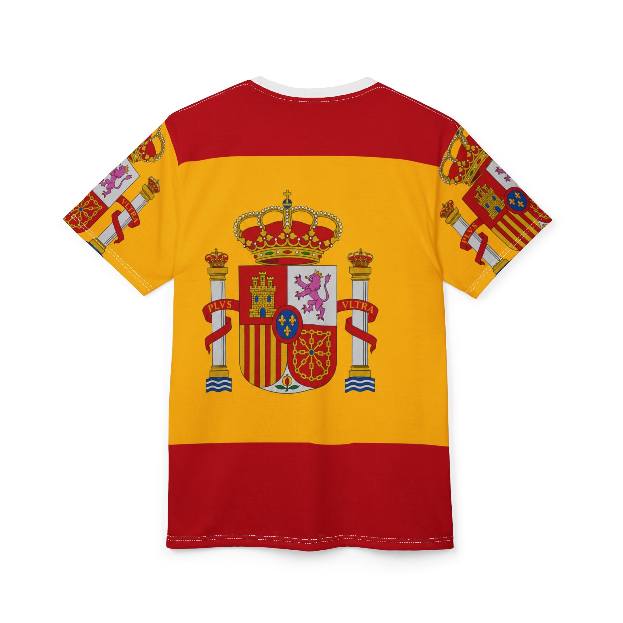 Spain Flag Crest Tee — Spanish Coat of Arms All-Over Print Shirt