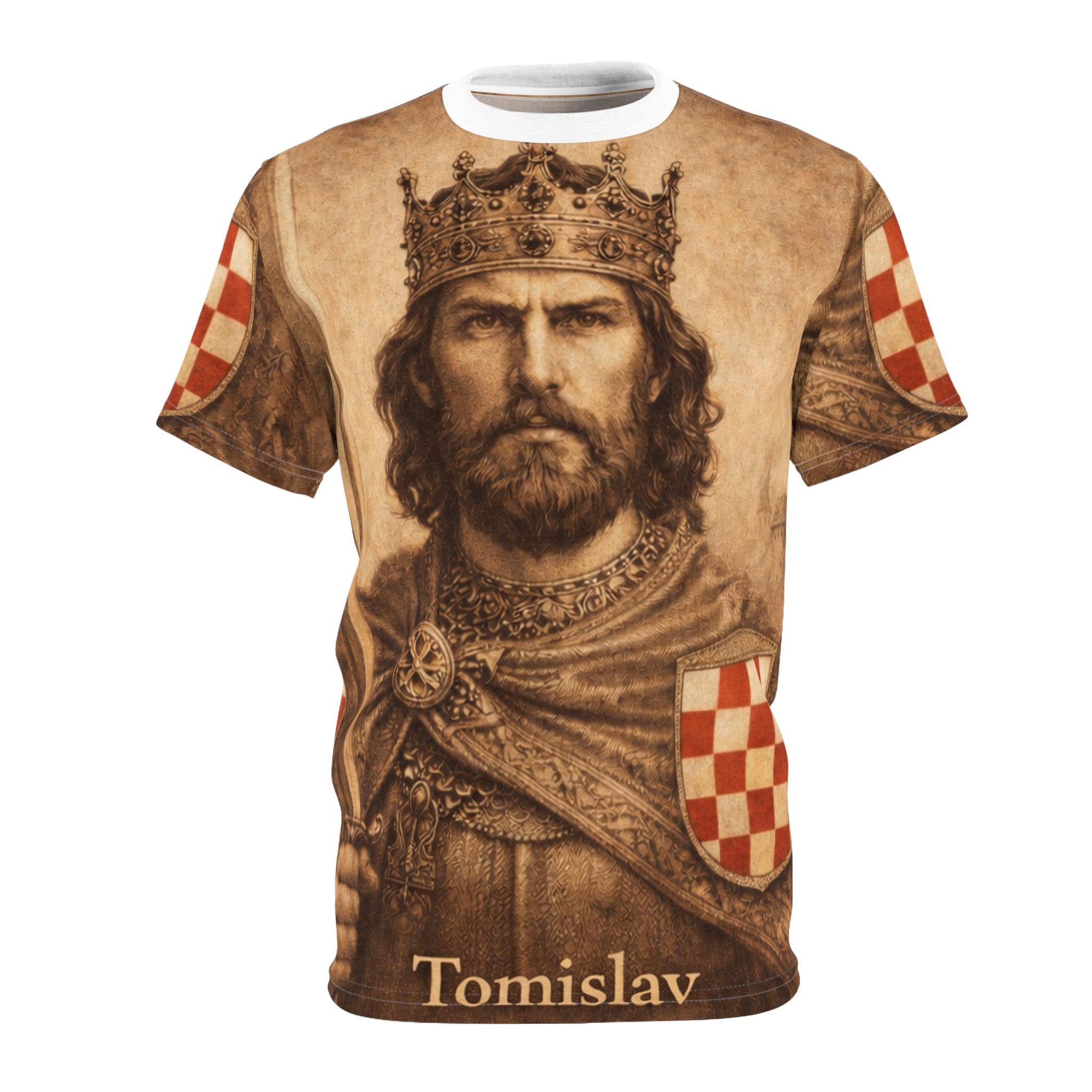 Tomislav King Portrait Tee — Medieval Croatian King All-Over Print Shirt