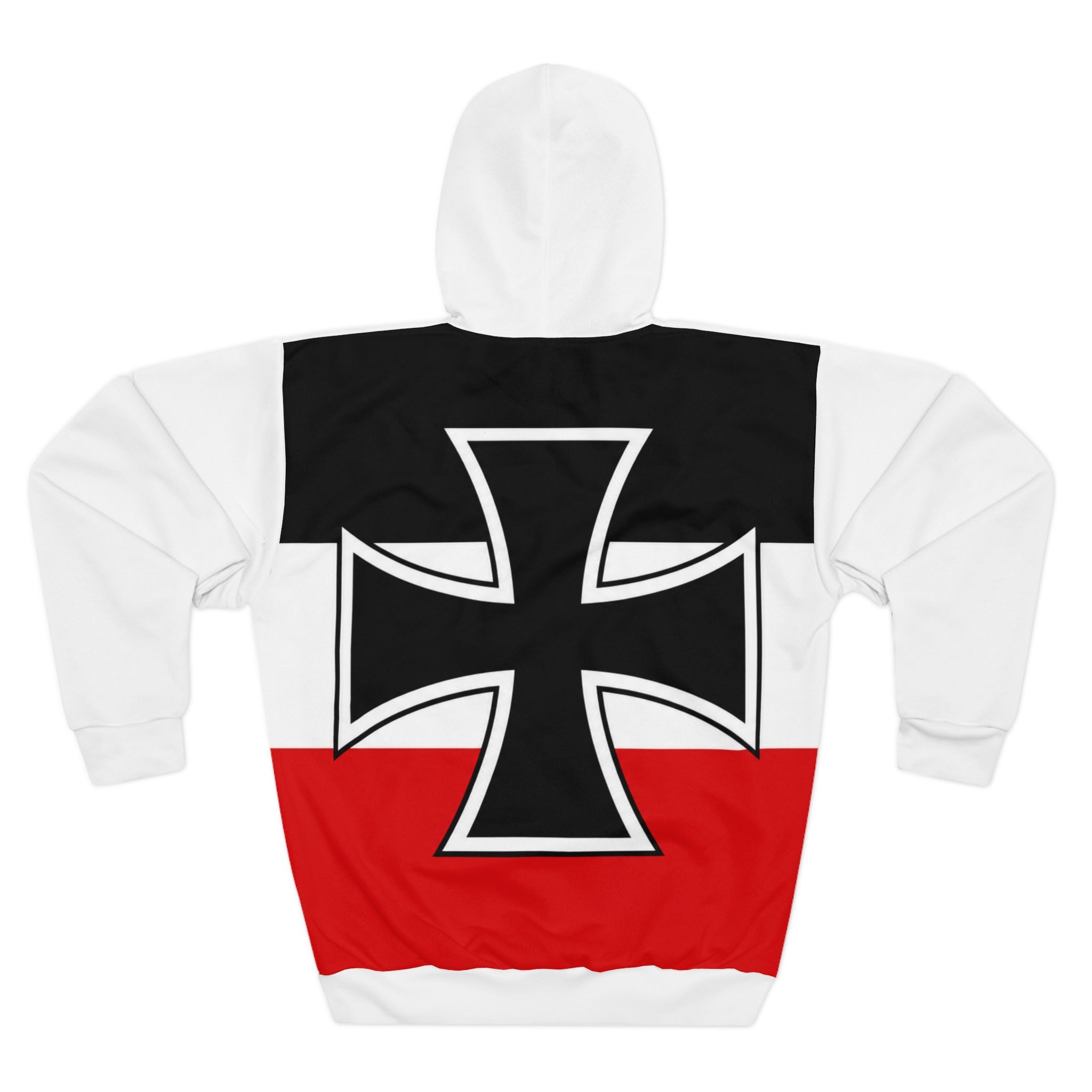Iron Cross Graphic Hoodie — Bold Black & Red Military-Inspired Pullover