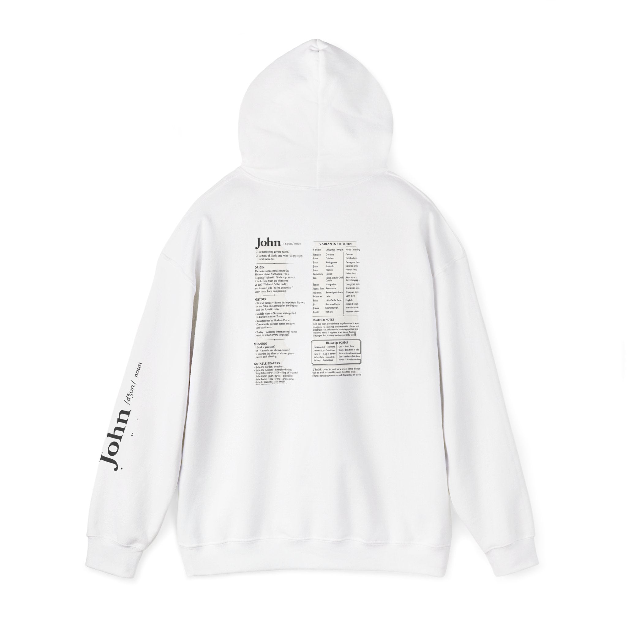 John Dictionary Definition Hoodie | Vintage Name Meaning Pullover | Biblical Name | Gift for John | Minimalist Typography Hoodie