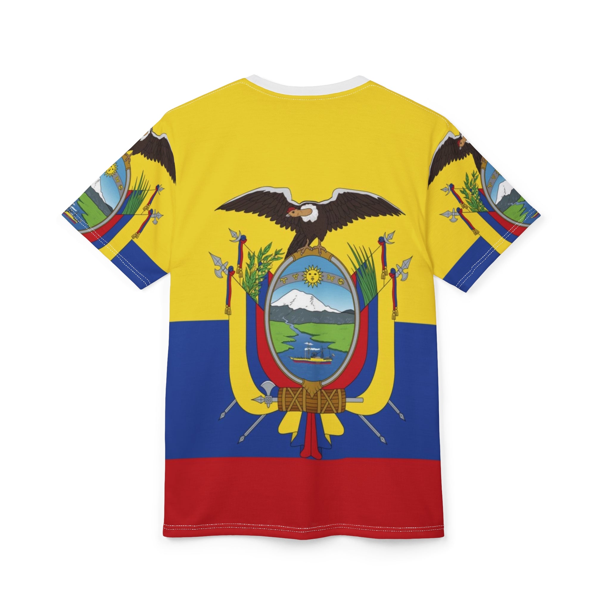 Ecuador Flag All-Over Print Tee – National Coat of Arms Design