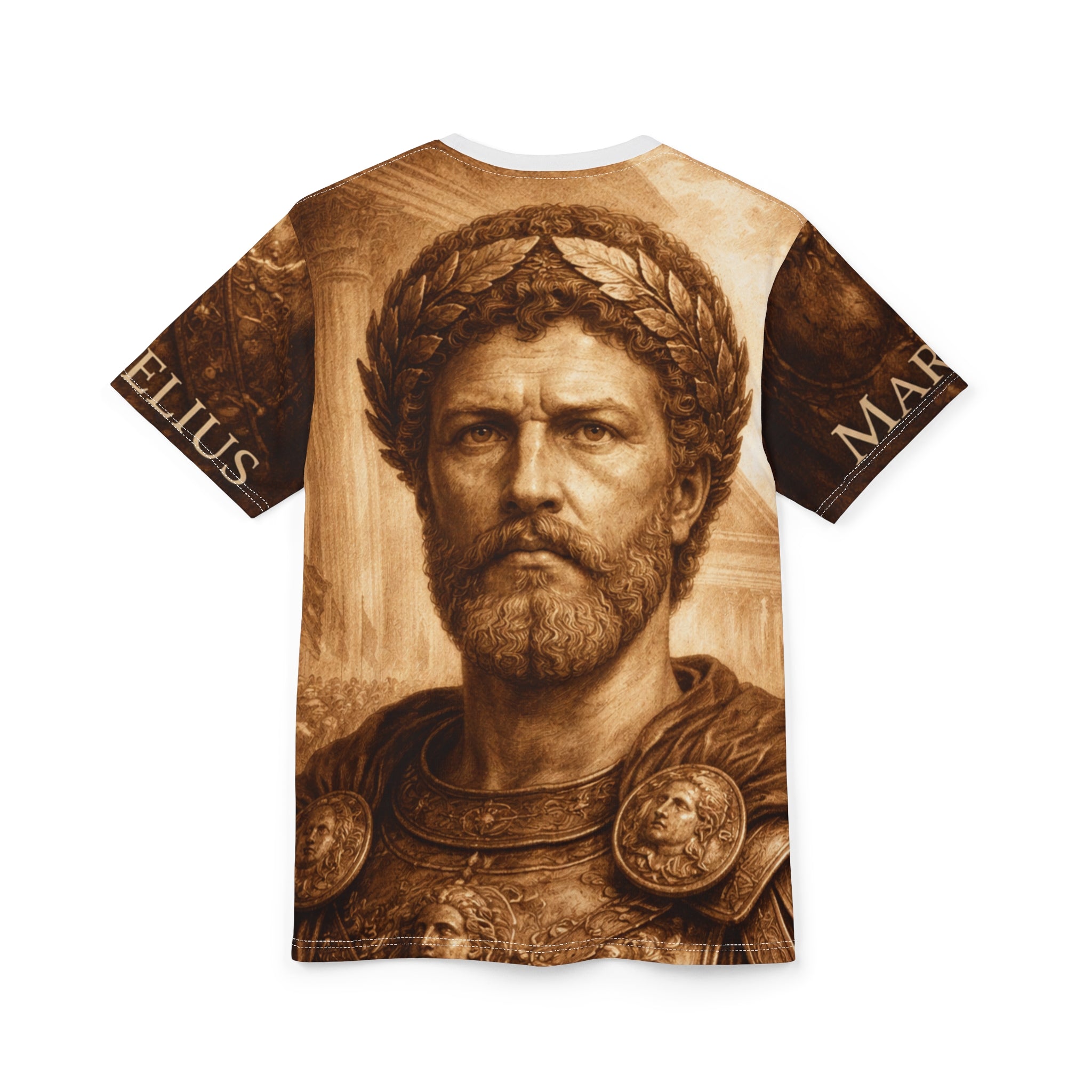 Roman Emperor Marcus Aurelius -Stoic Emperor — Sepia Historical Portrait T-Shirt