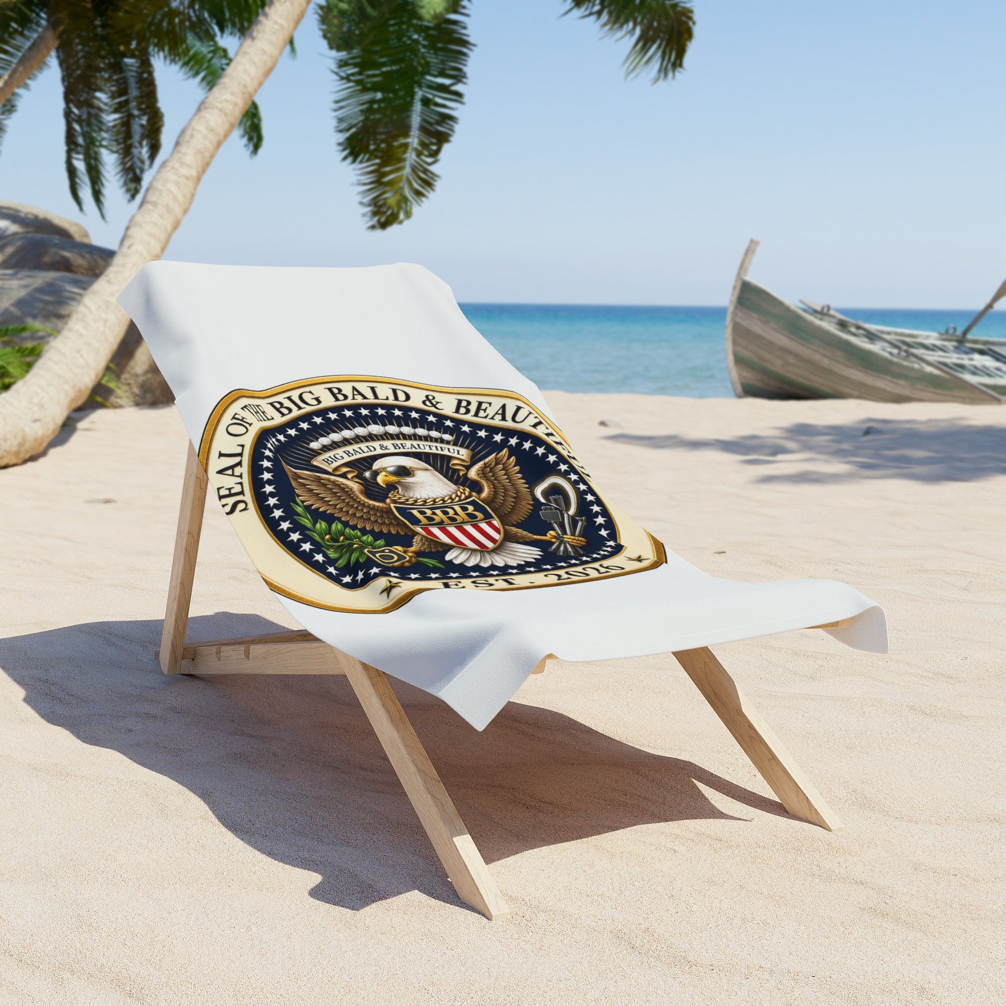 Big Bald & Beautiful™ Presidential Seal Beach Towel – Confidence Looks Good Anywhere