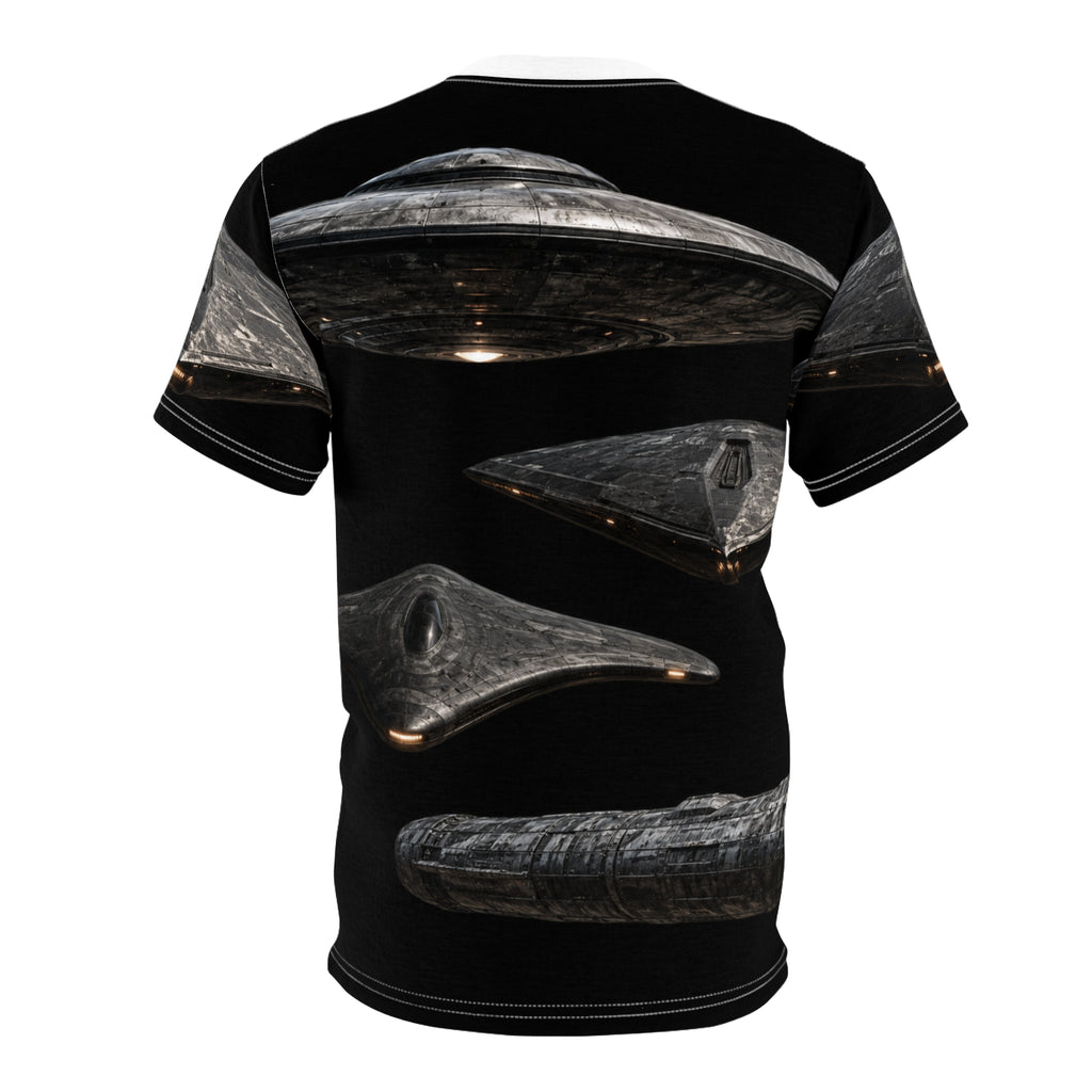 UFO Spaceship Forbidden History – Alien UFO Front Print T‑Shirt
