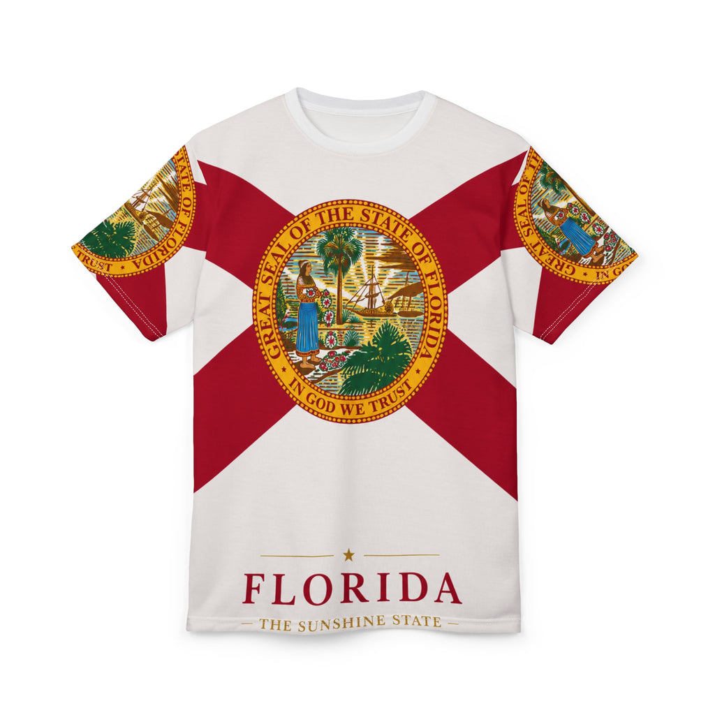 Florida State Seal All-Over Print Tee — "Florida The Sunshine State"