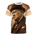 Winston Churchill Portrait Tee — Sepia Cigar Portrait All-Over Print