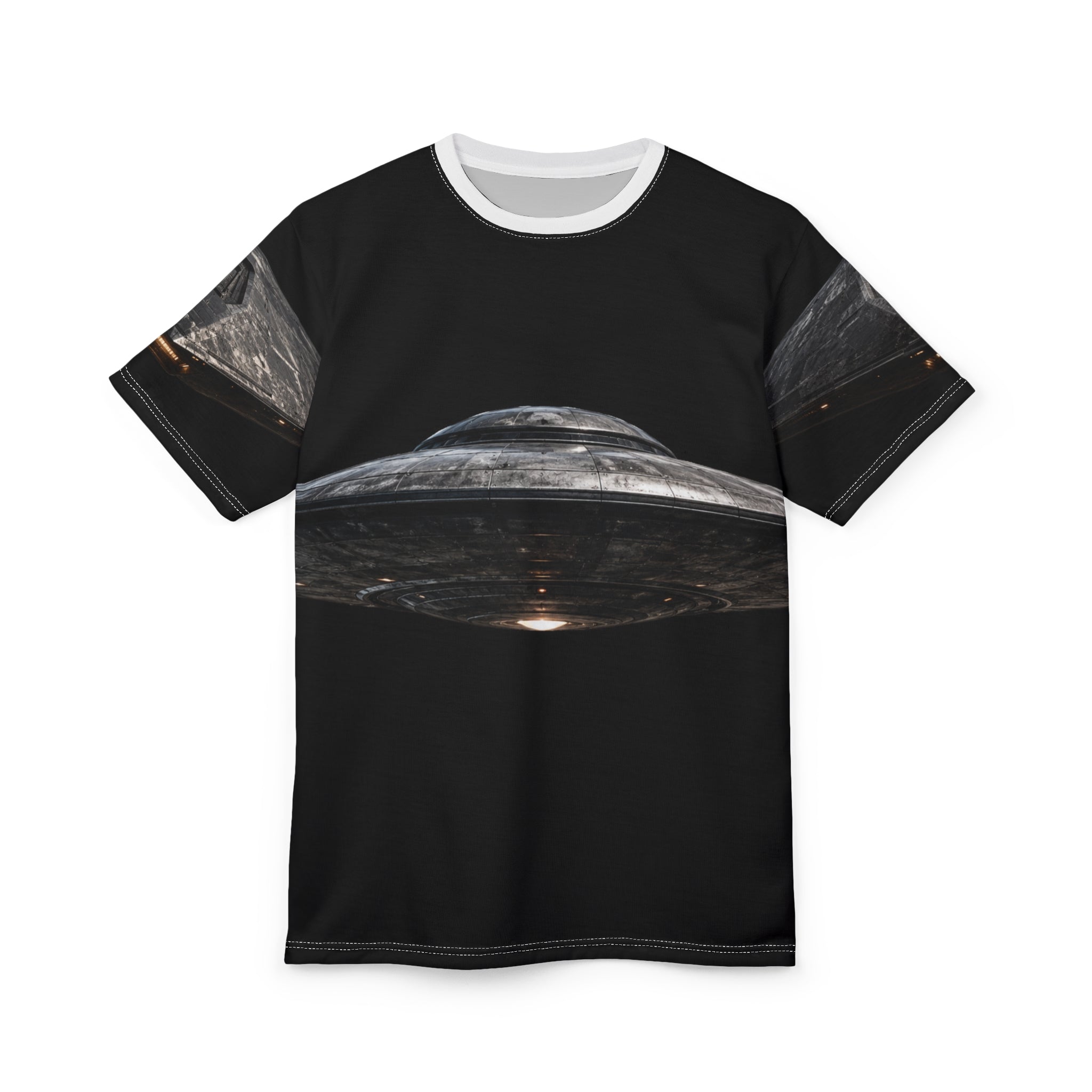 UFO Spaceship Forbidden History – Alien UFO Front Print T‑Shirt