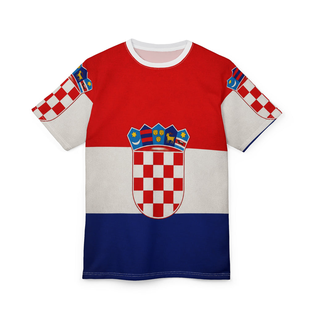 Croatia Flag All-Over Print Tee — Croatian Coat of Arms Patriotic Shirt