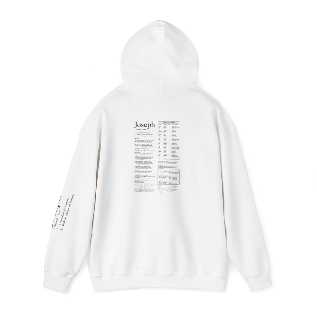 Joseph Personalized Name Hoodie | Minimalist Dictionary Style | Biblical Name Meaning | Hebrew Name Origin | Christian Gift | Custom Name Apparel