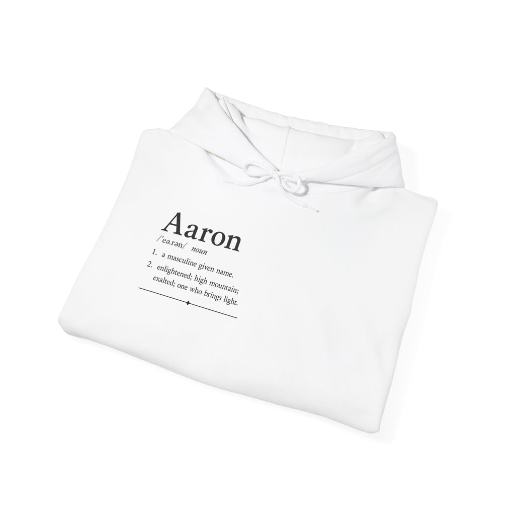 Aaron Personalised Name Hoodie | Minimalist Dictionary Style | Biblical Name Meaning | Hebrew Name Origin | Christian Gift | Custom Name Apparel