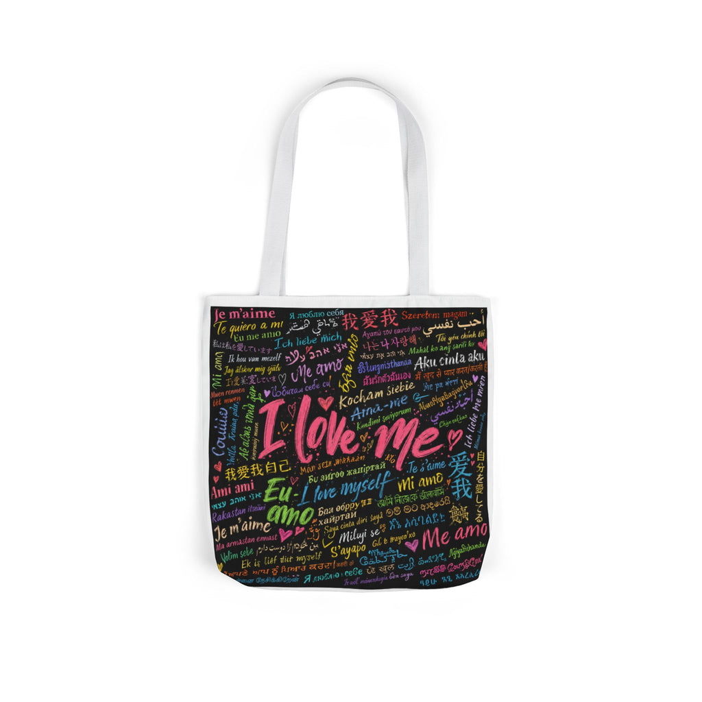 Tote Bag — "I Love Me" Multilingual Self-Love Canvas Tote