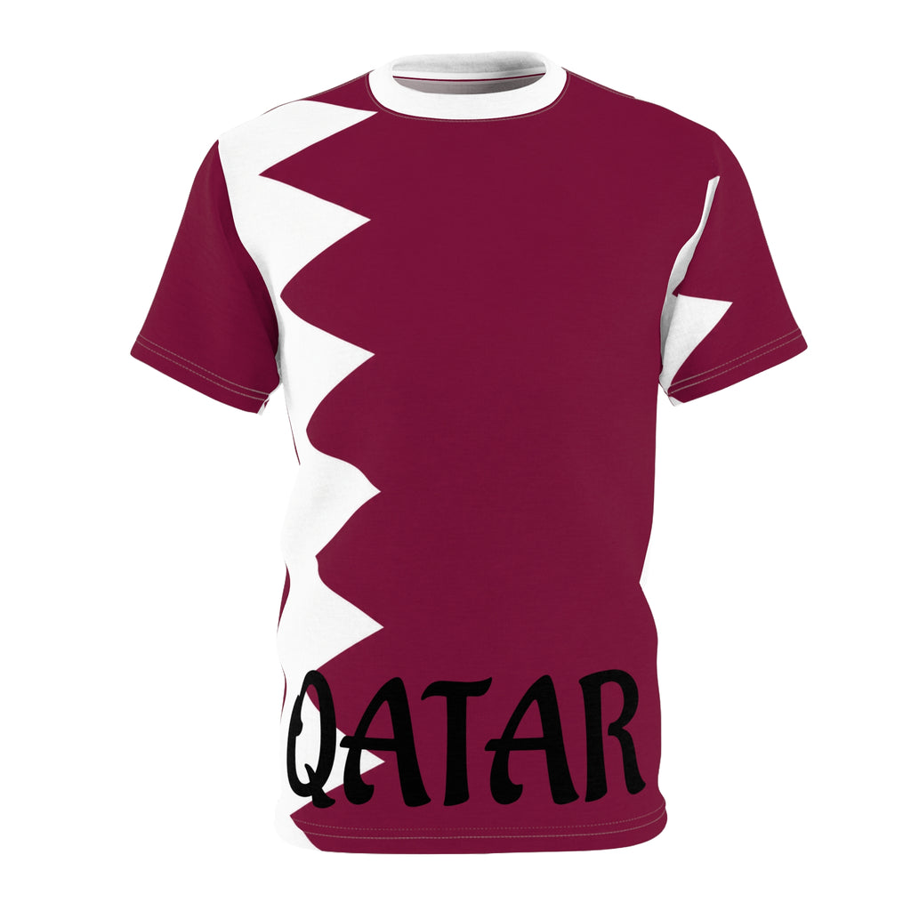 Qatar Flag Graphic Tee — Maroon & White All-Over Print