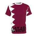 Qatar Flag Graphic Tee — Maroon & White All-Over Print