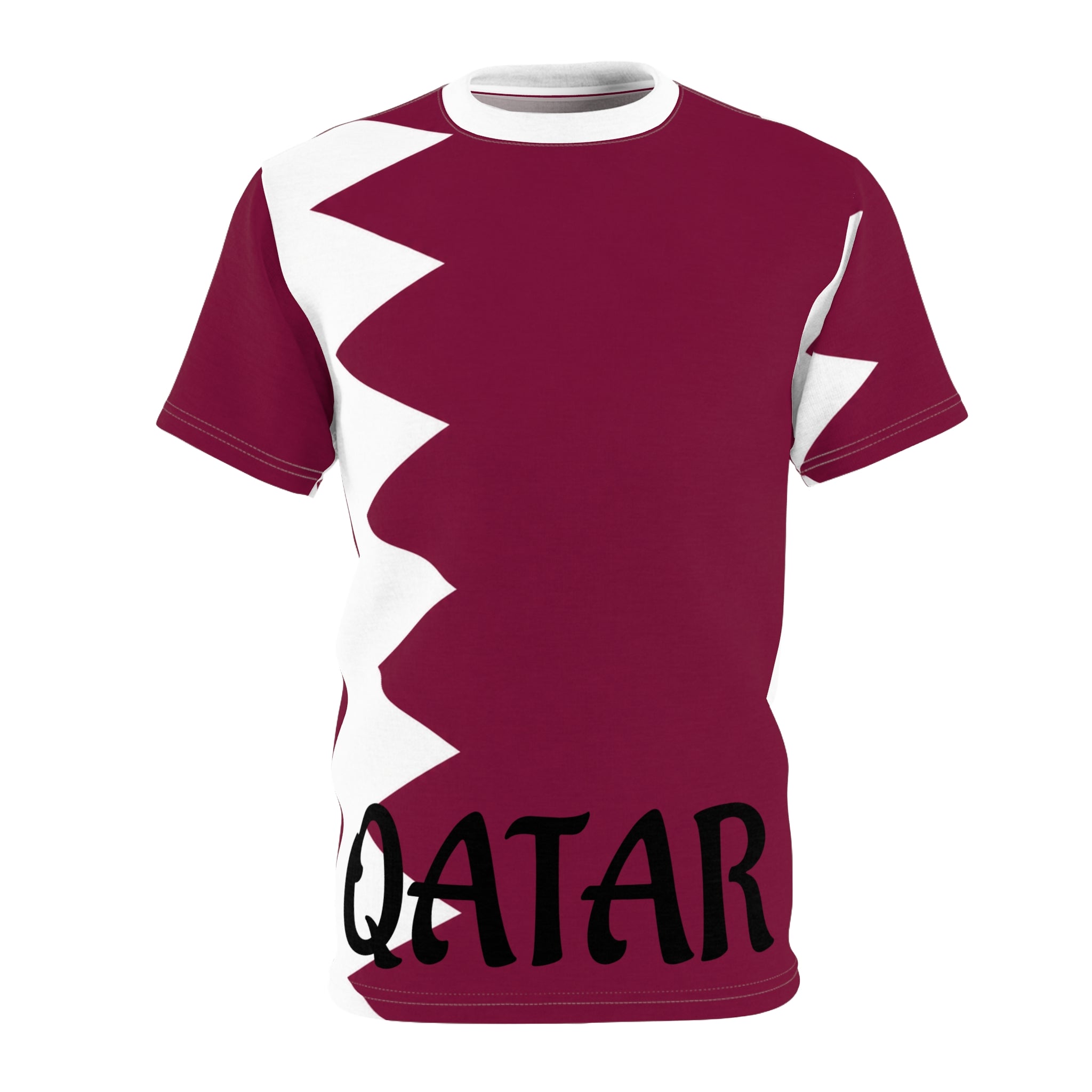 Qatar Flag Graphic Tee — Maroon & White All-Over Print