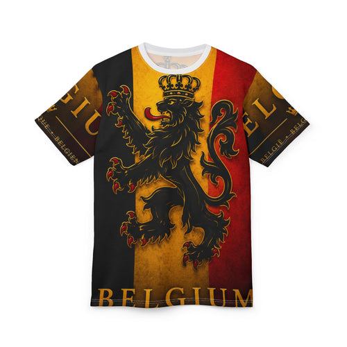 Belgium Lion Flag T‑Shirt — Vintage Belgian Crest All‑Over Print Tee