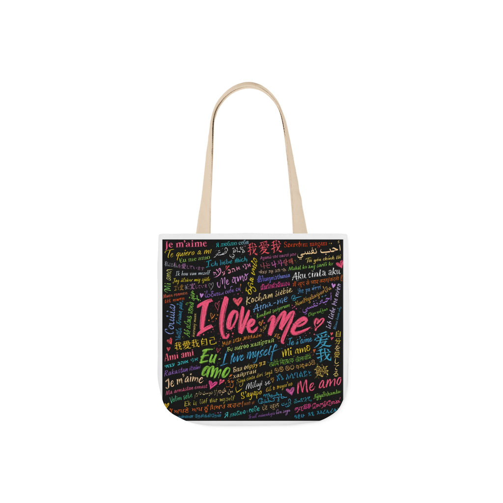 Tote Bag — "I Love Me" Multilingual Self-Love Canvas Tote