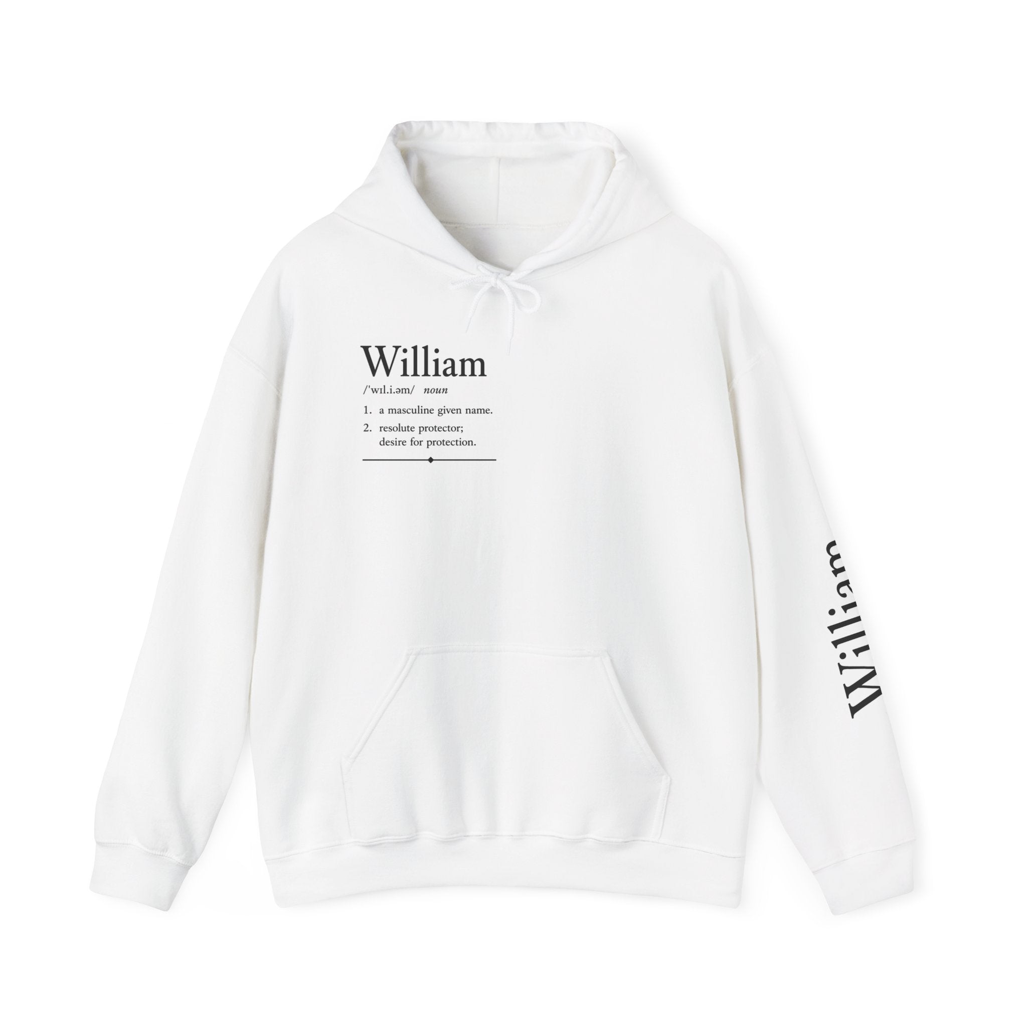 William Personalised Name Hoodie | Minimalist Dictionary Style | Name Meaning | Germanic Name Origin | Custom Gift | History Inspired Apparel