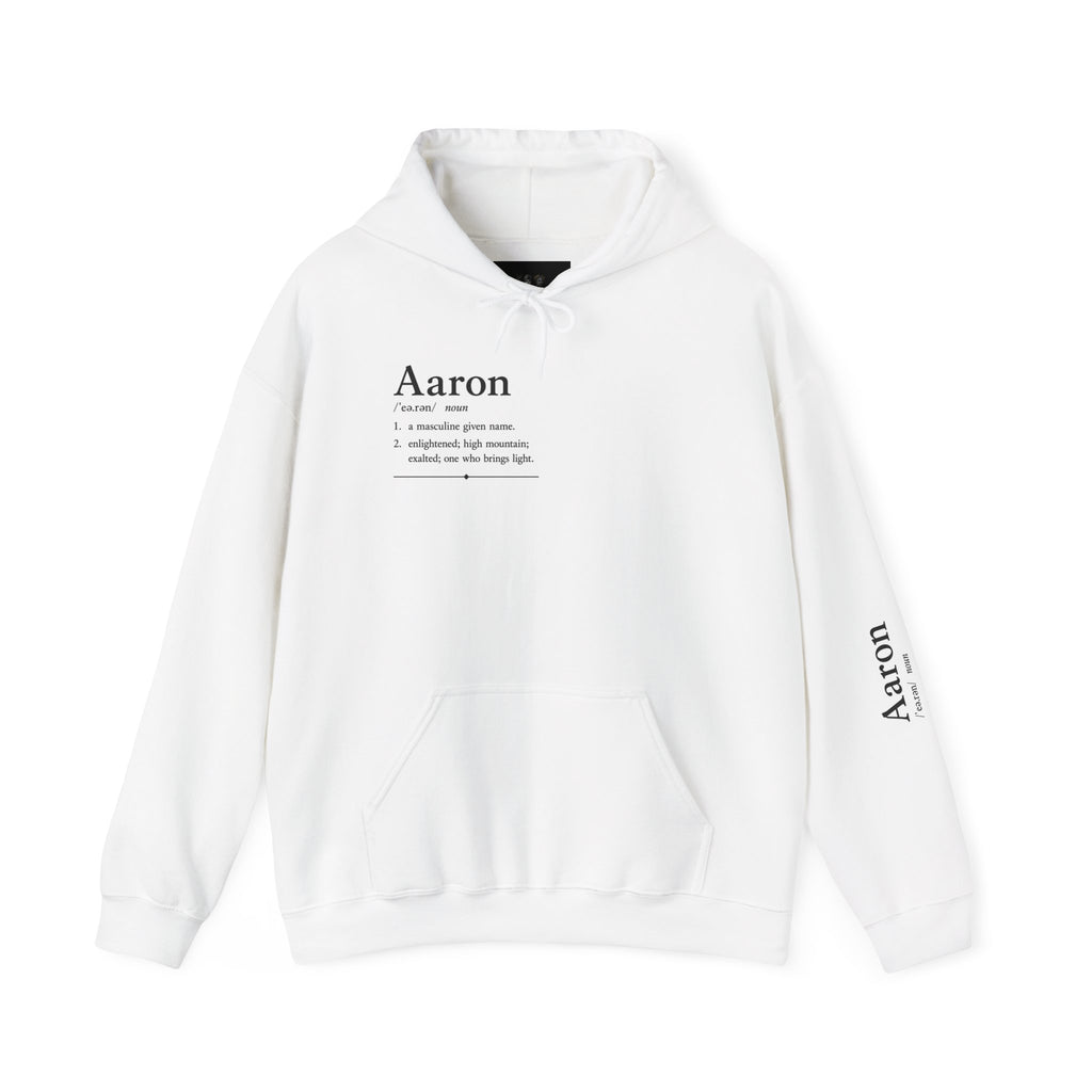 Aaron Personalised Name Hoodie | Minimalist Dictionary Style | Biblical Name Meaning | Hebrew Name Origin | Christian Gift | Custom Name Apparel