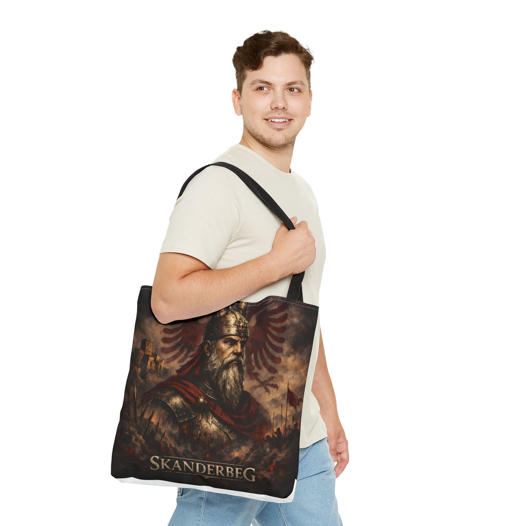Skanderbeg Historical Portrait Tote Bag – Albanian Hero Armor Design