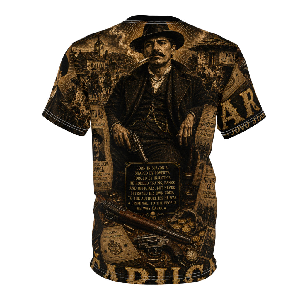 Outlaw Čaruga Vintage Portrait Tee – Balkan Folk Legend Graphic Shirt